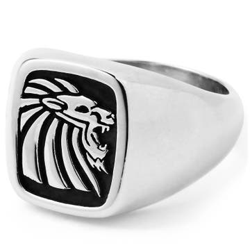 Pierścień z motywem głowy lwa ze srebra 925