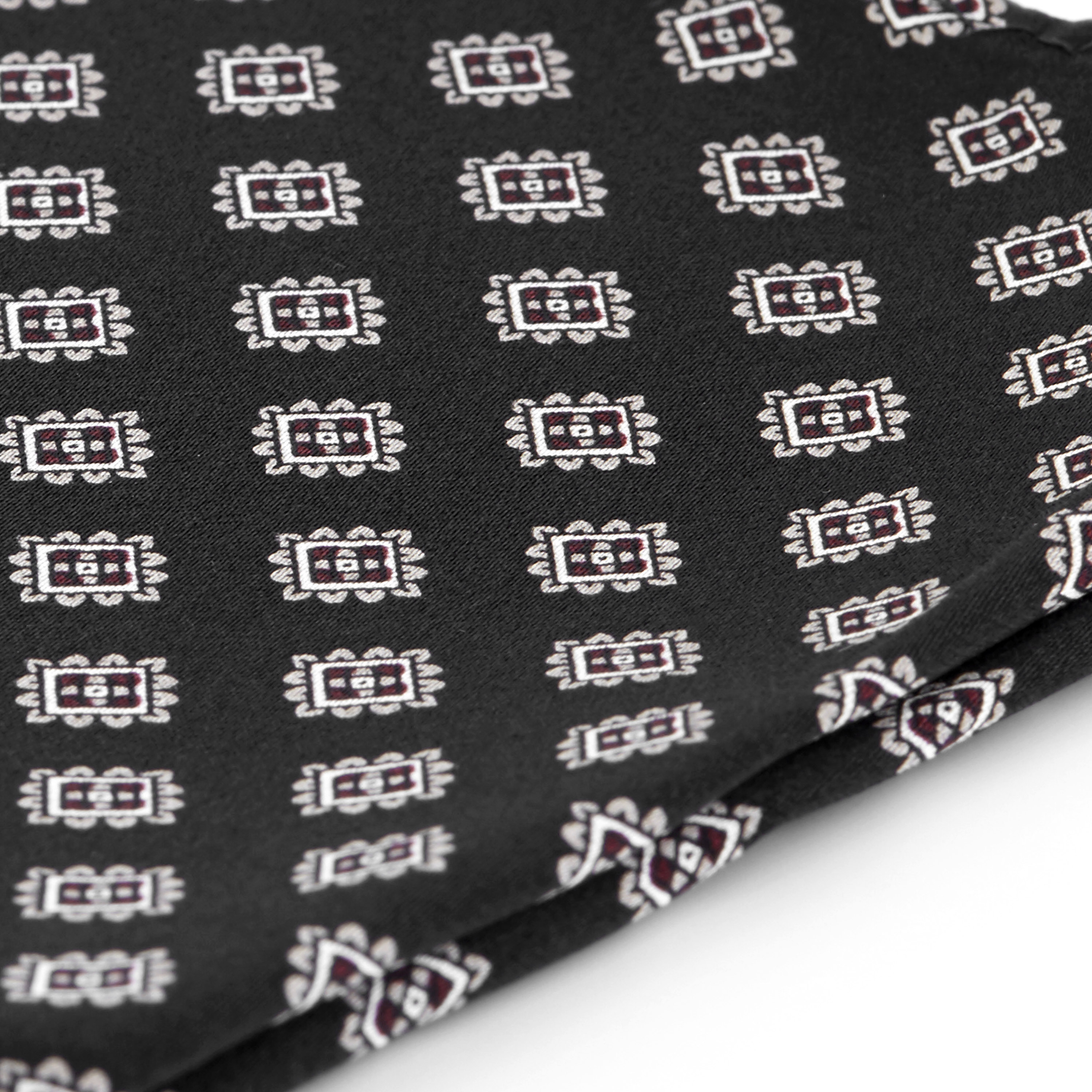 Pañuelo de bolsillo de seda negra geométrico - 2