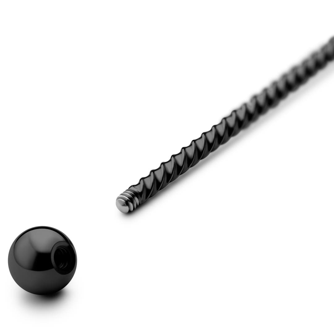 38 mm Black Ball-Tipped Surgical Steel Industrial Rope Barbell | In ...