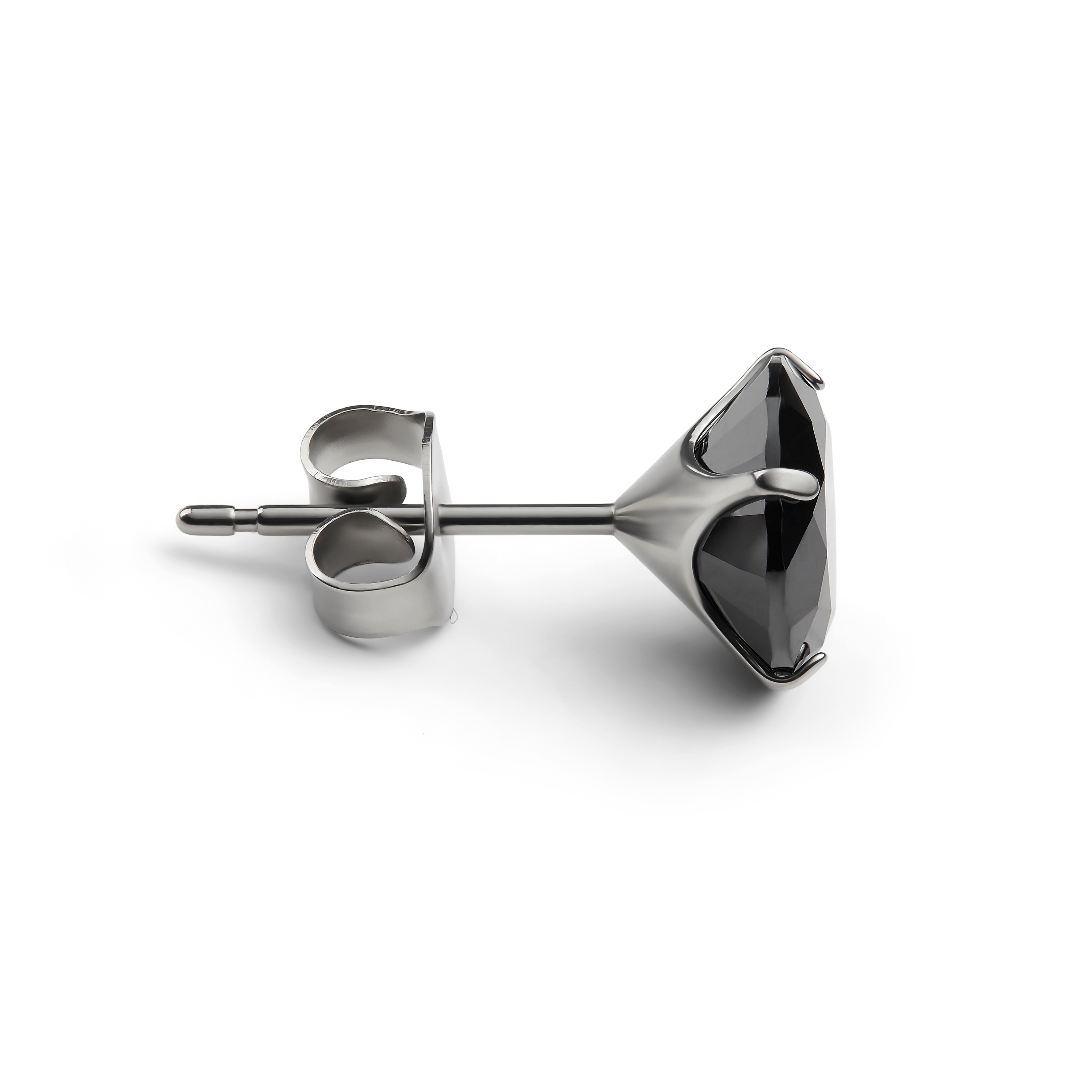 Aura | Orecchino a bottone da 8mm in titanio con zirconia nera - 2