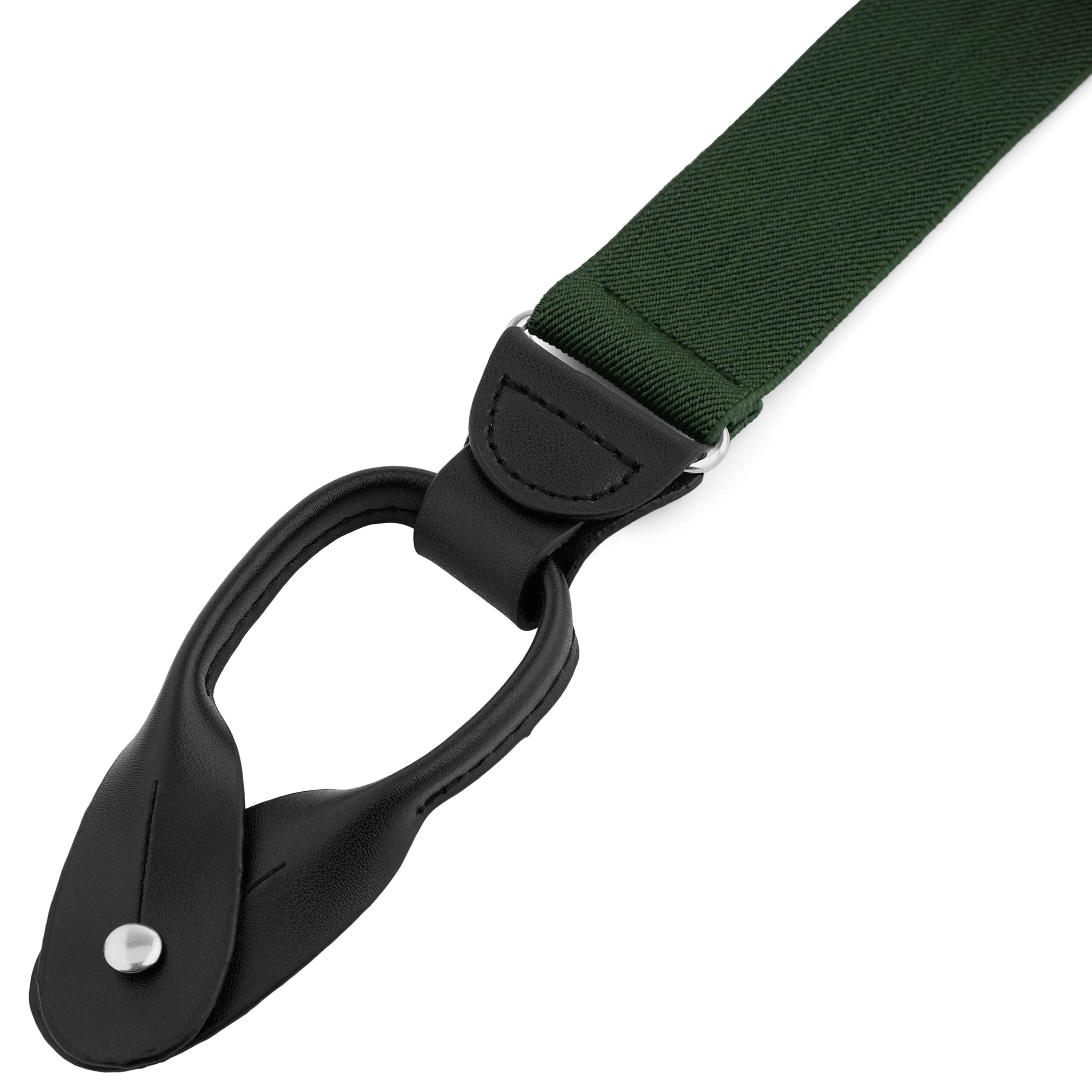 Széles sötétzöld, gombra akasztós nadrágtartó - 2