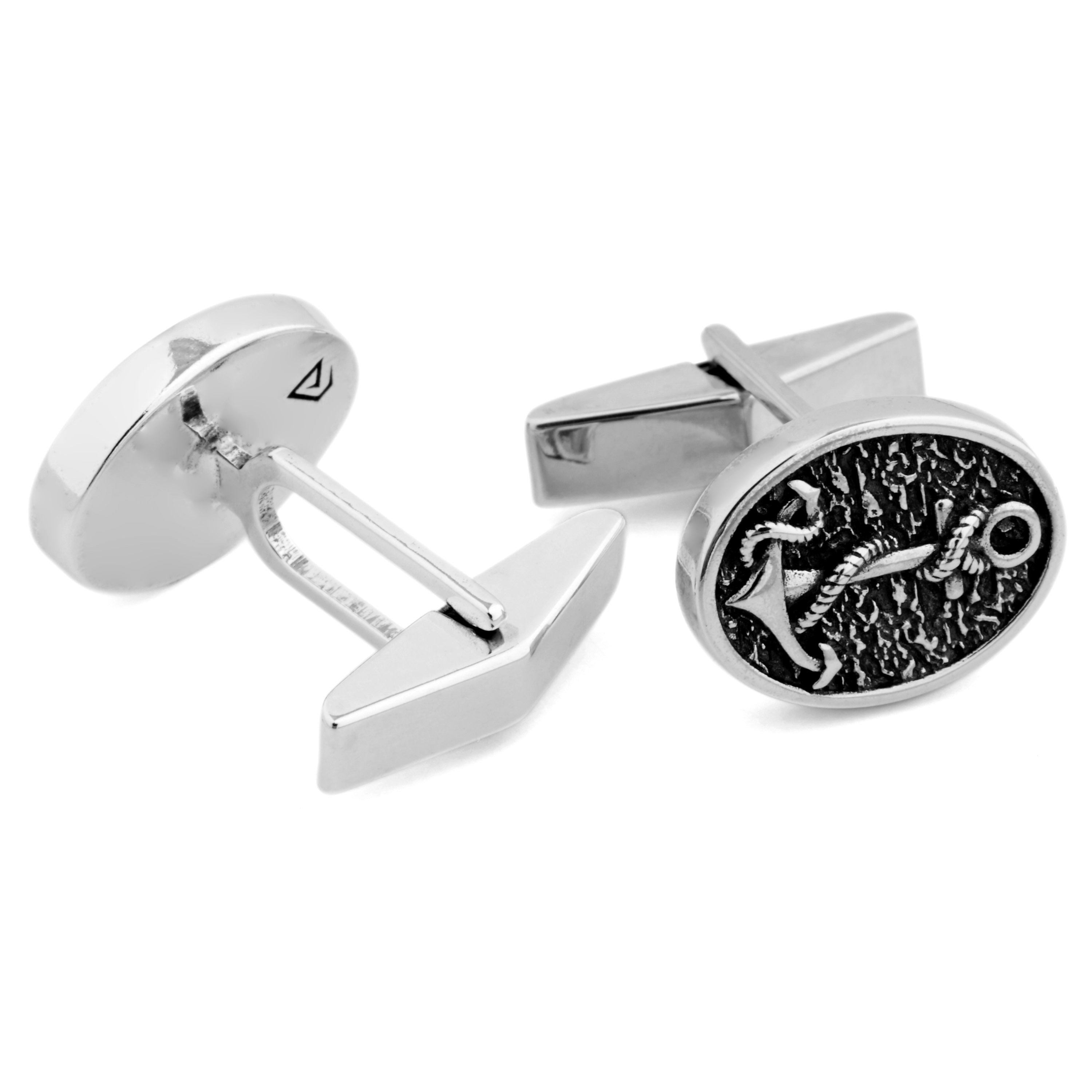 Seemann Tribut 925er Silber Krawattenklammer & Manschettenknöpfe Set - 3