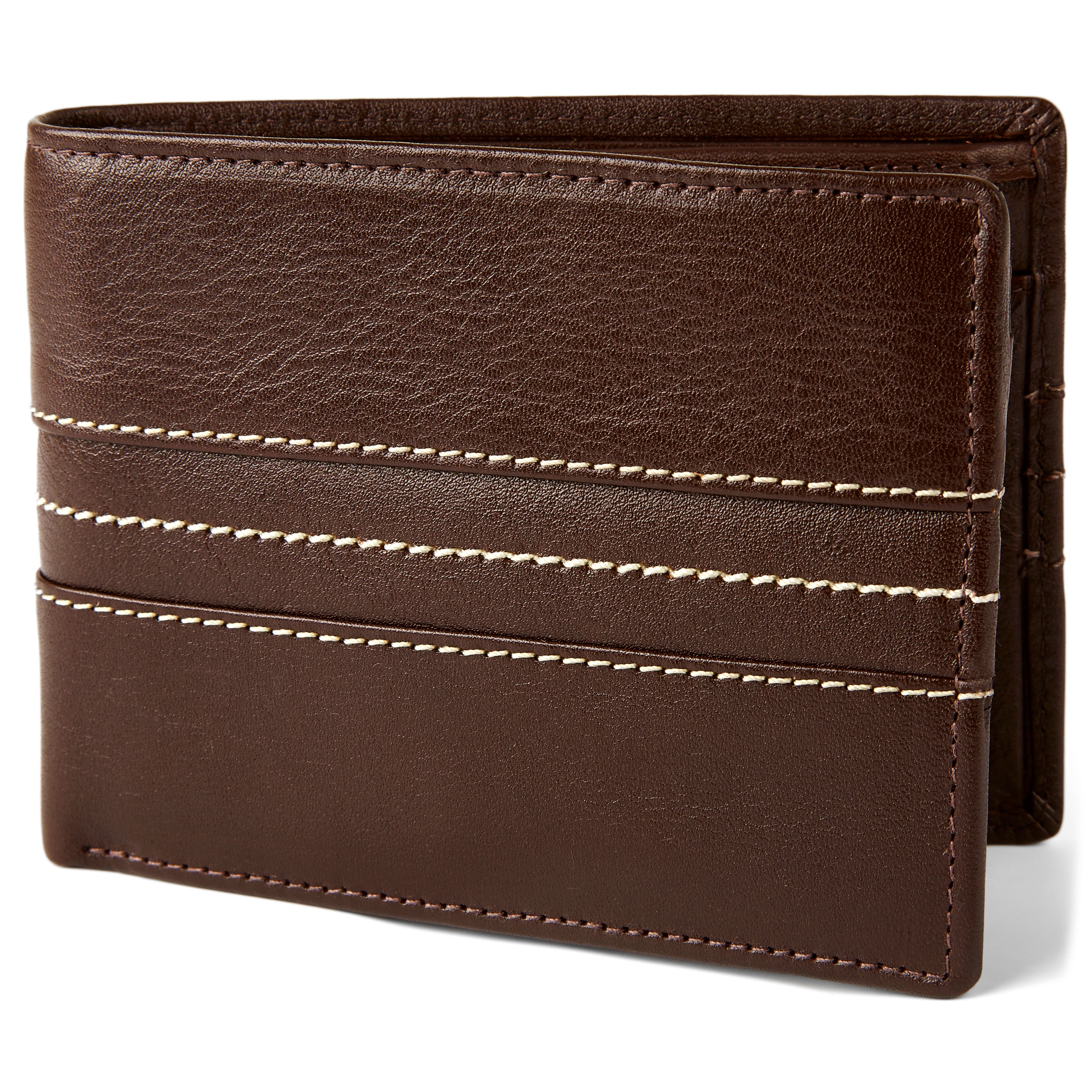 Royce Triple Stitched Brown Leather Wallet