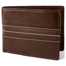 Triple Stitched Brown Leather Wallet
