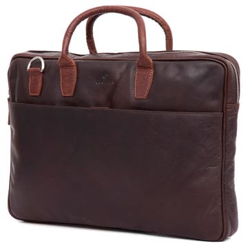 Montreal Slim 15" Executive Tan & Brown Leather Bag