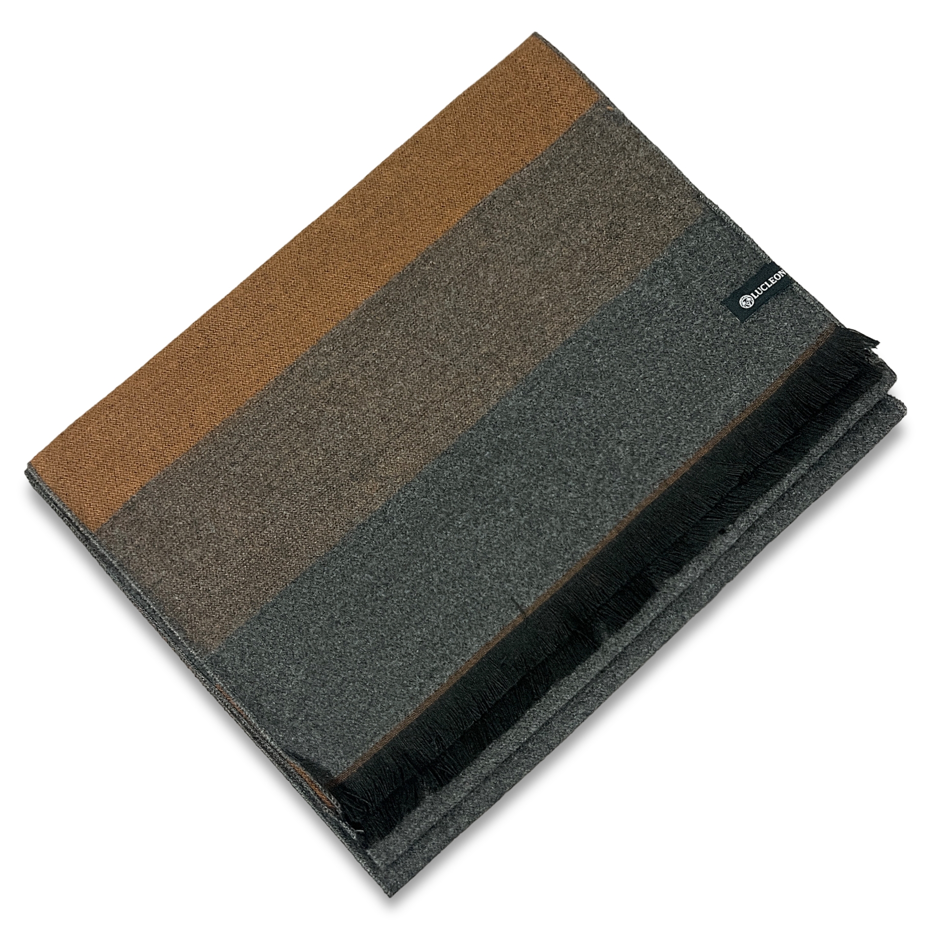 Metro | Grå & Orange Stribet Elegant Tørklæde - 3