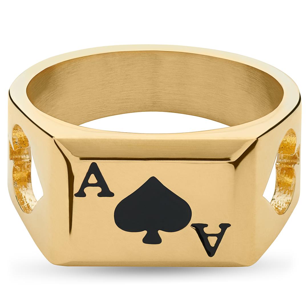 Ace Box Rings Ace | Gold-tone Ace of Spades Signet Ring | In stock! | Seizmont