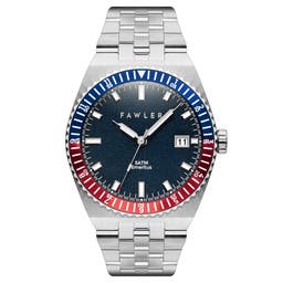 Emeritus | Blue and Red Bezel Stainless Steel Watch