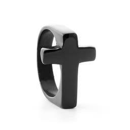 4 mm Black Stainless Steel Cross Ring