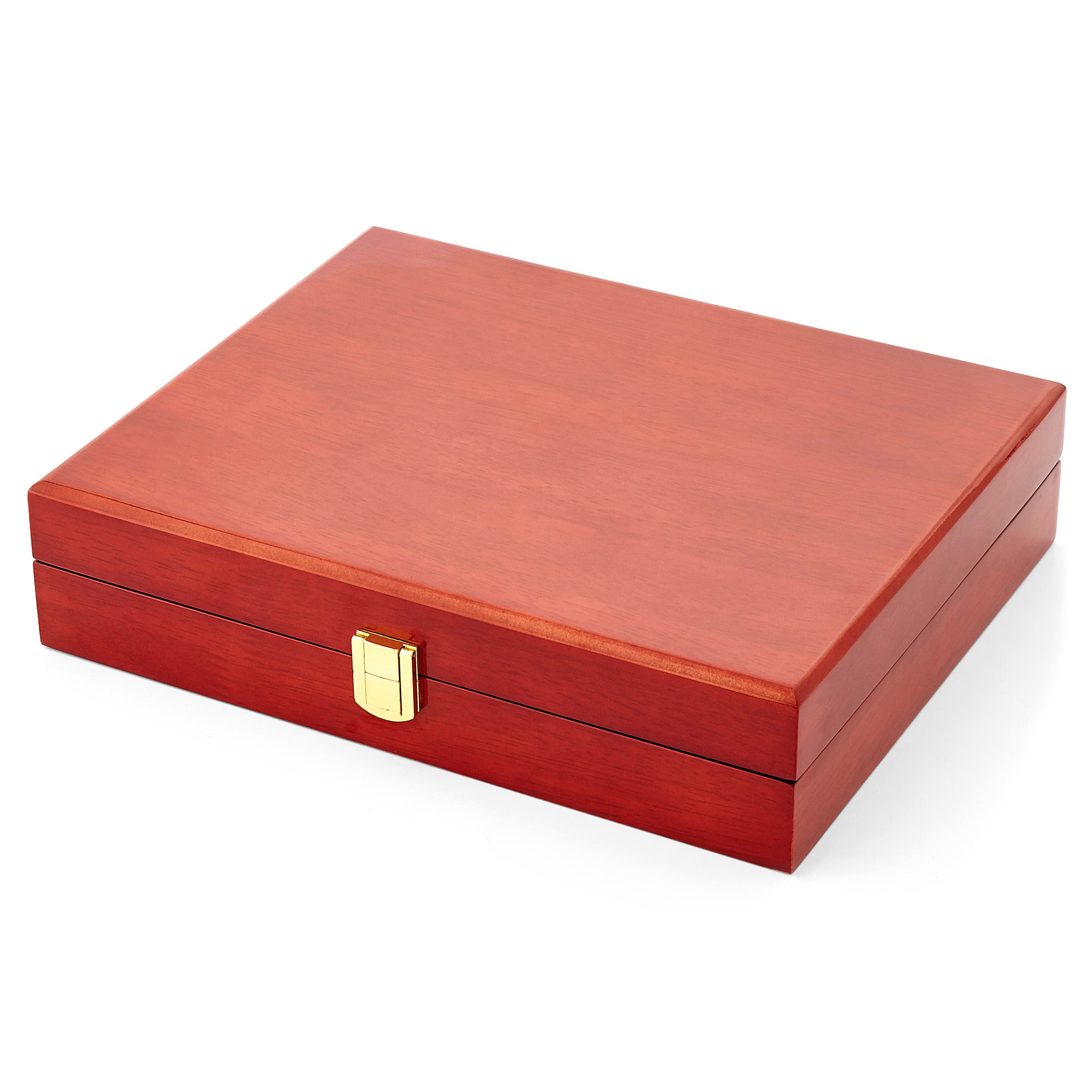 Stylowe drewniane bordowe pudełko na spinki do mankietów