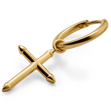 Vasilios náušnice kroužek s přívěskem špičatý křížek zlaté barvy