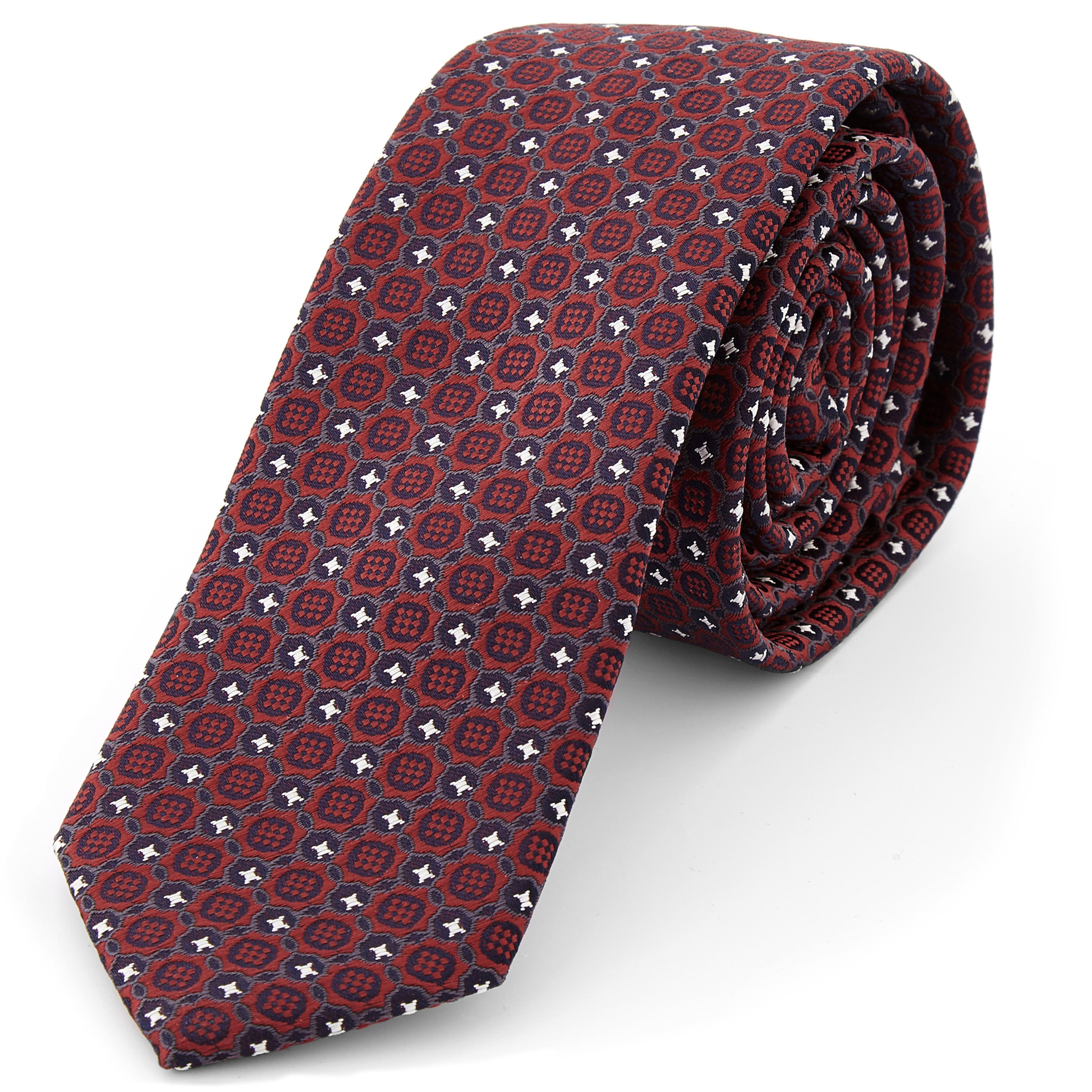 Red, Black & White Tapestry Polyester Tie