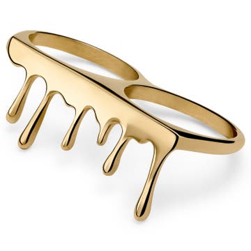 Fahrenheit | Dvojitý prsteň z tavenej ocele v zlatej farbe 