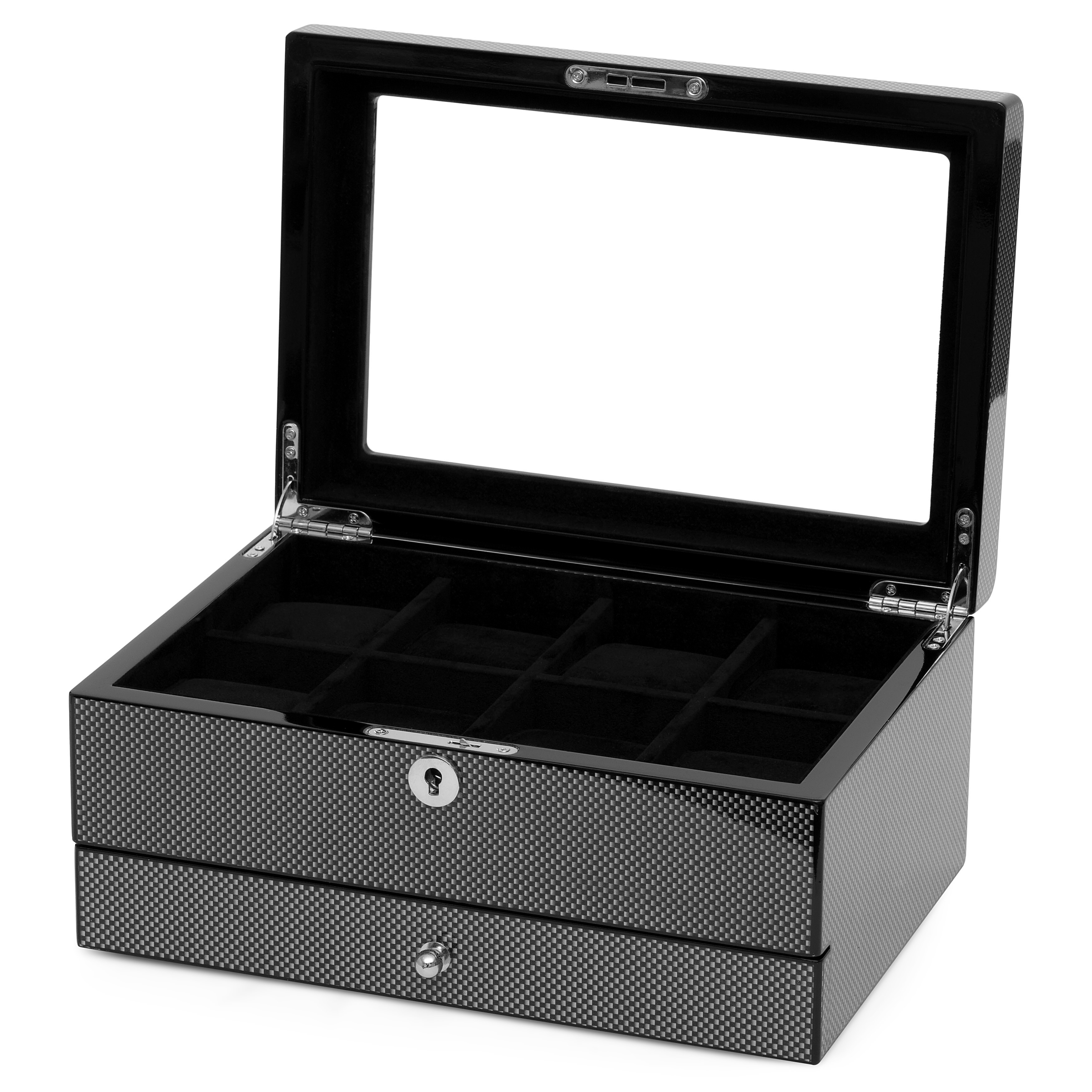 Caja de cuadros en dos niveles para 8 relojes y joyas - 2