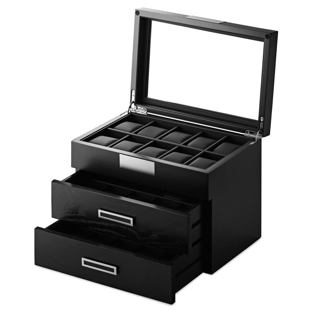 hover: 30 Slot Black Veneer Watch Display Box hover: 30 Slot Black Veneer Watch Display Box