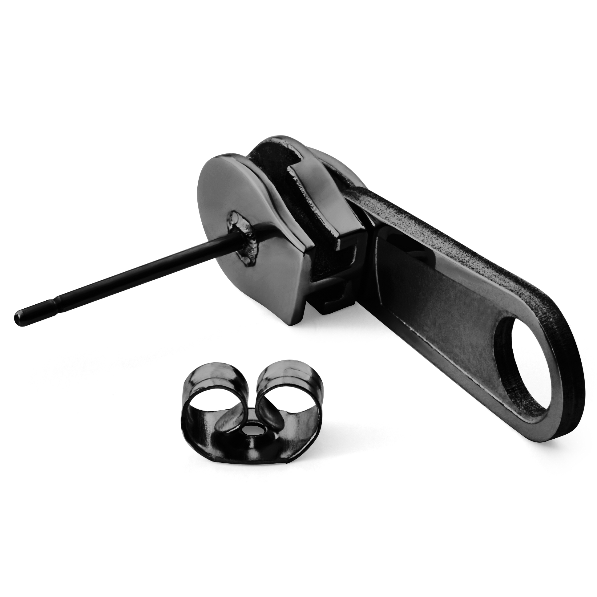 Czarny kolczyk zamek błyskawiczny Floyd - 3