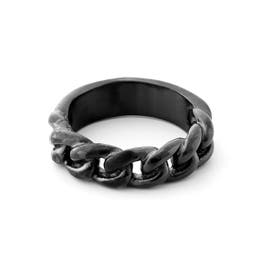 6 mm Black Stainless Steel With Half Chain Band Ring