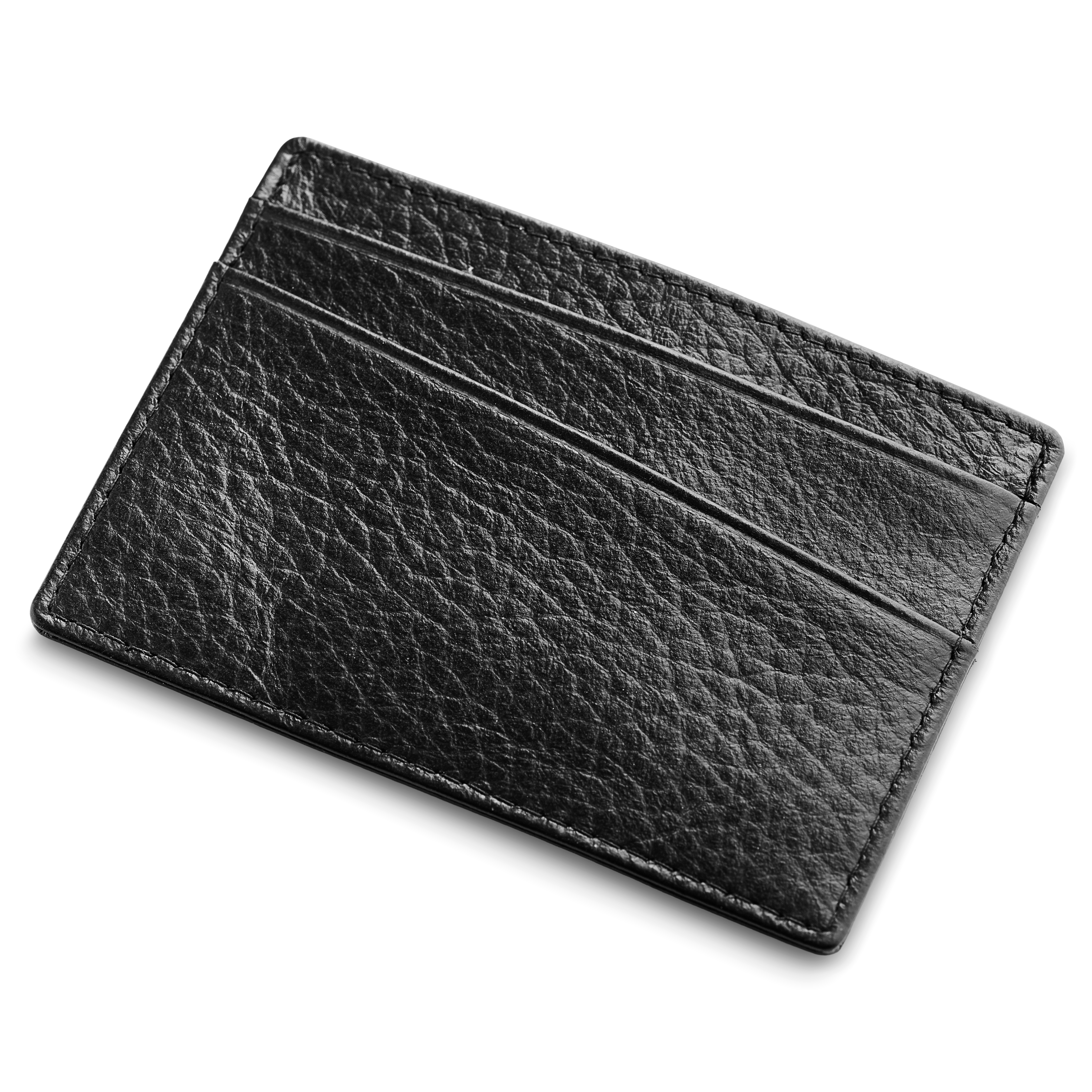 Black 5-Card Buffalo Leather Card Holder - 2