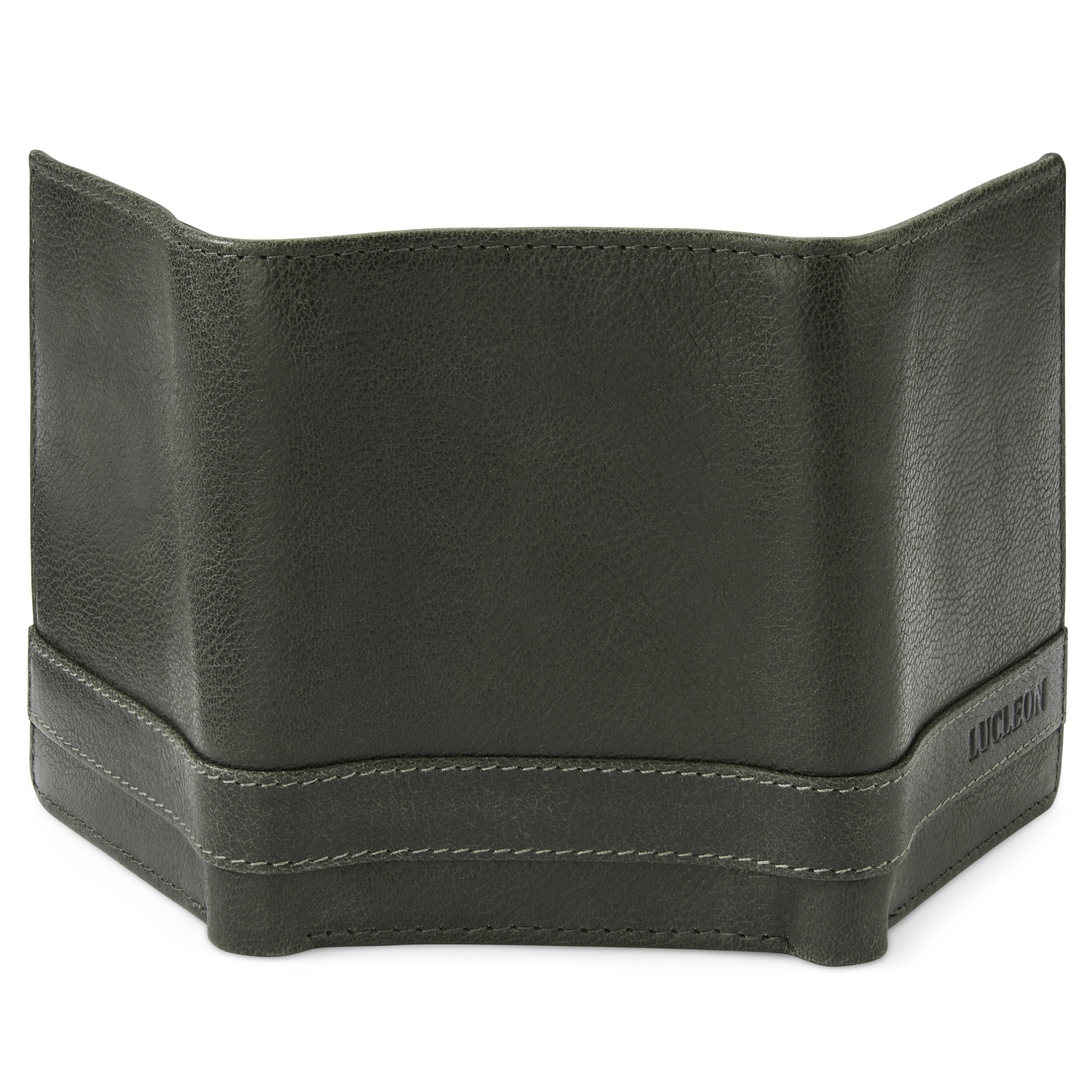 Cartera de cuero de triple pliegue en gris y marrón RFID Licio  - 5