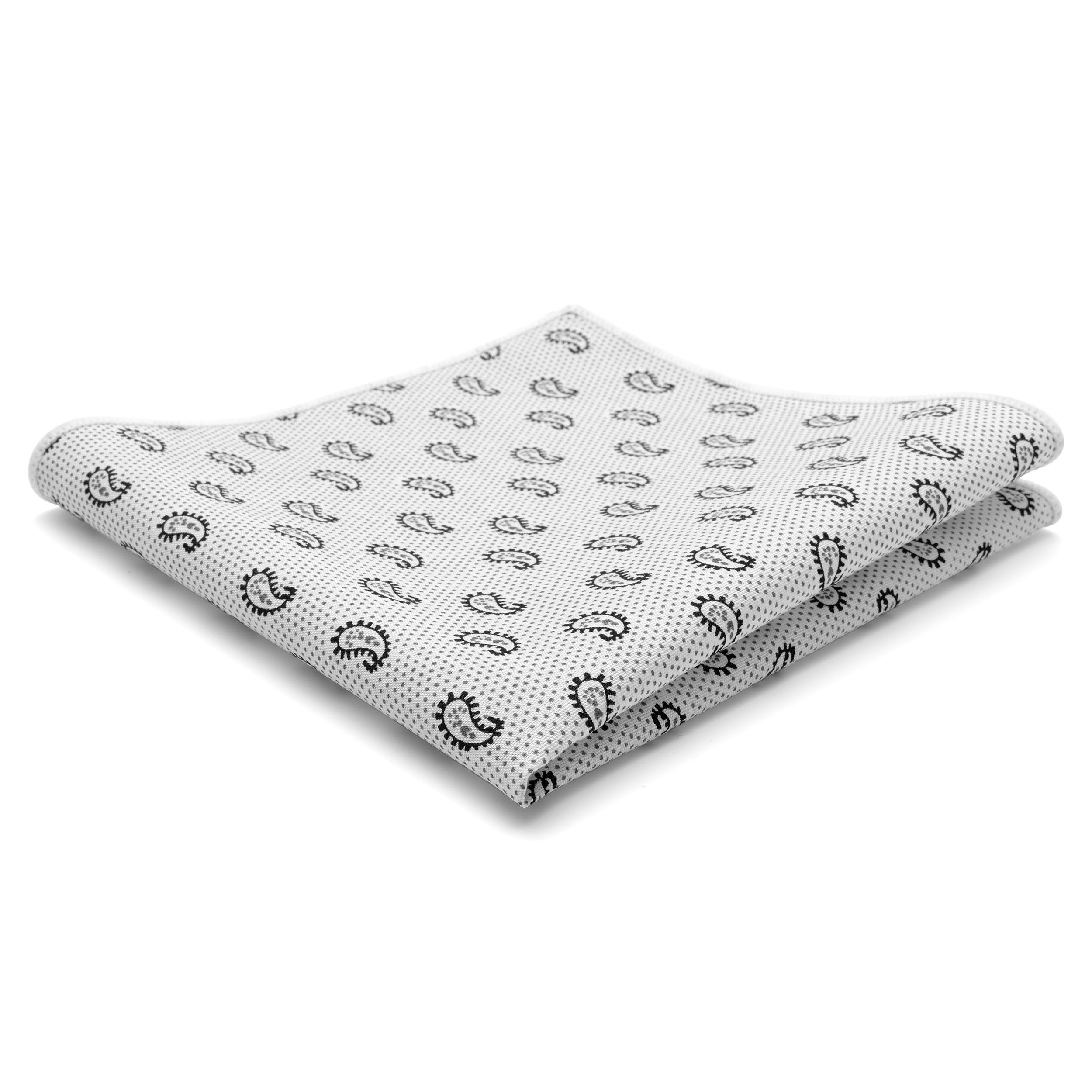 Hvid Prikket Design Bomulds Lommeklud - 1