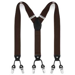 Wide Dark Brown Clip-On Suspenders