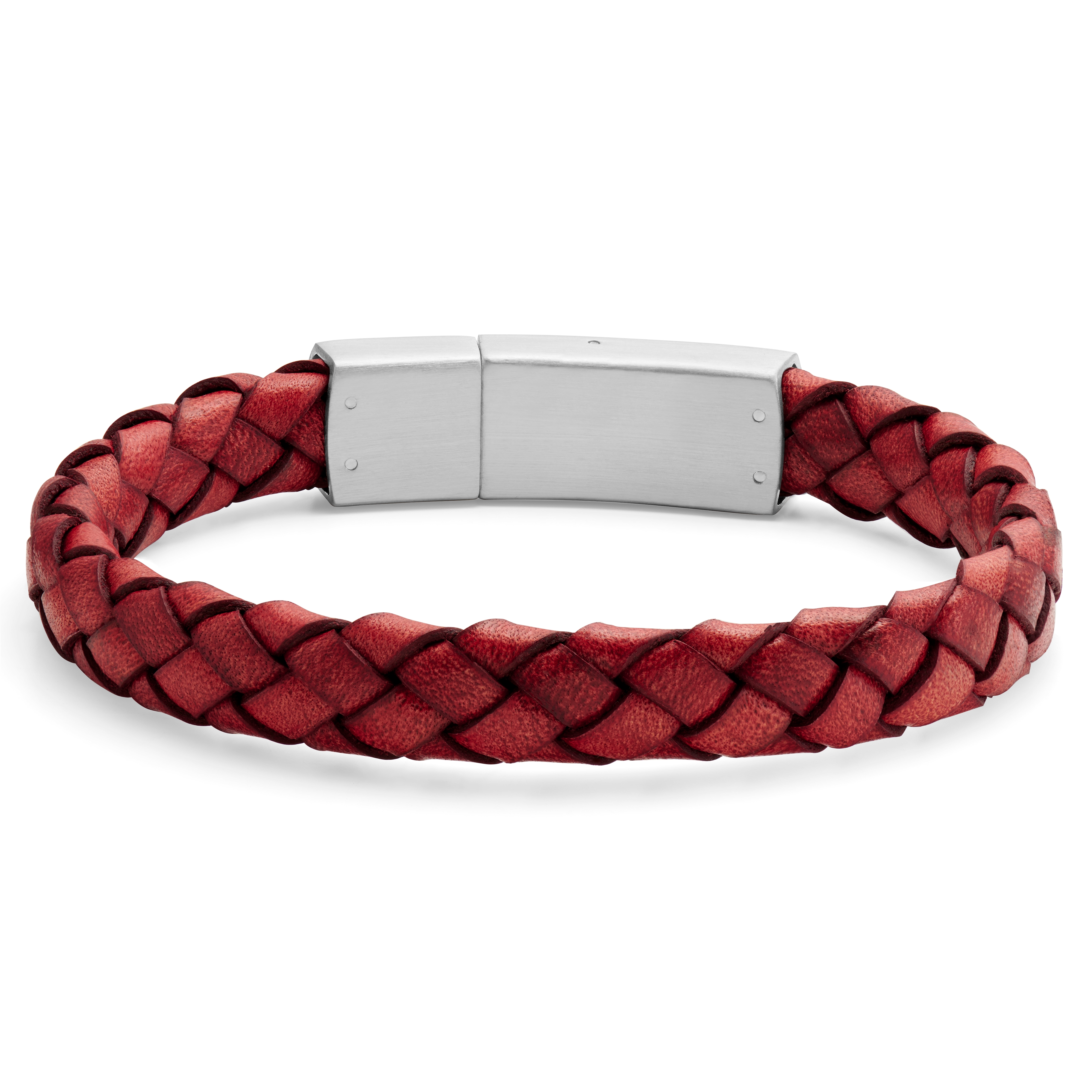Solides rotes Bolo-Lederarmband - 4