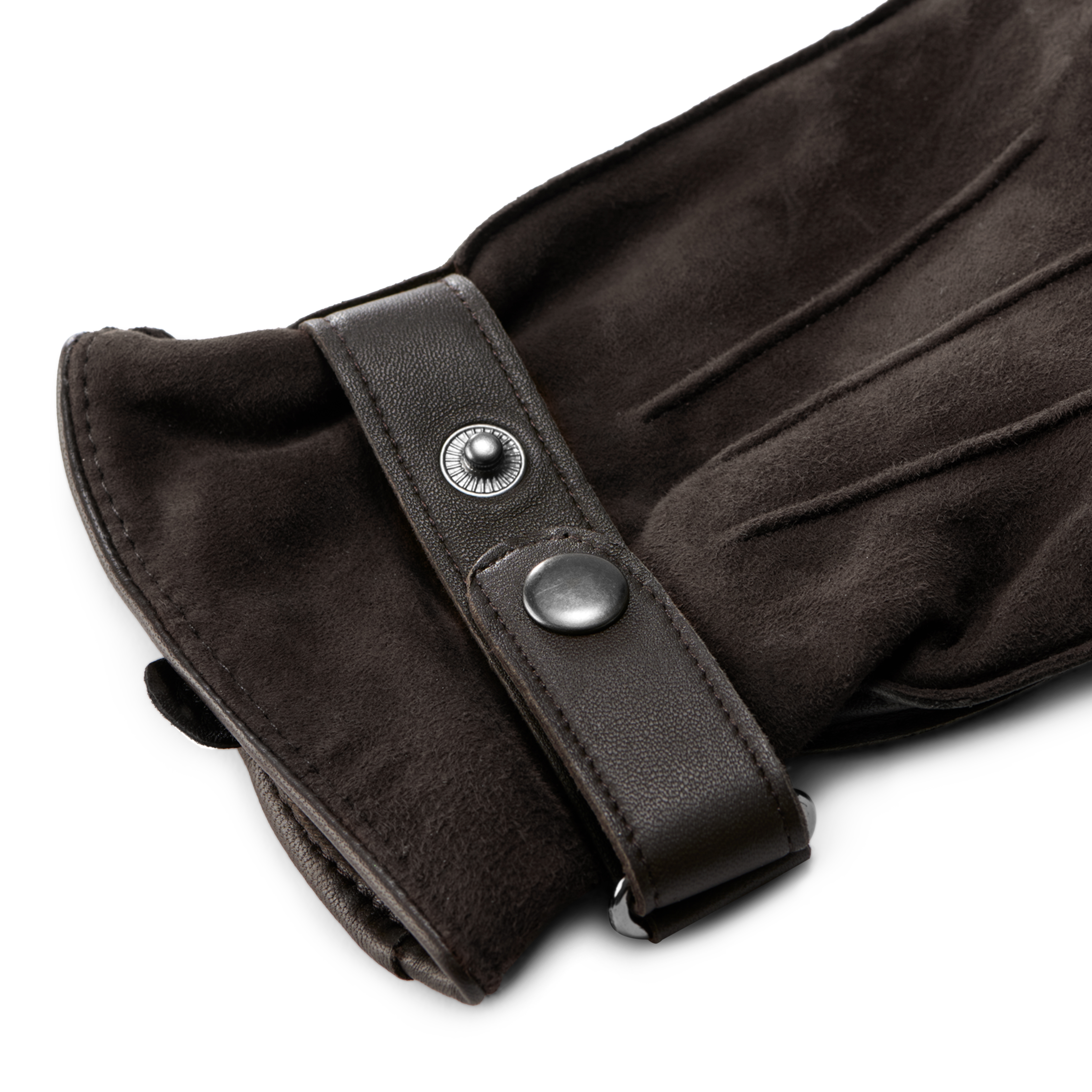 Dark Brown Sheep Leather & Suede Gloves - 2