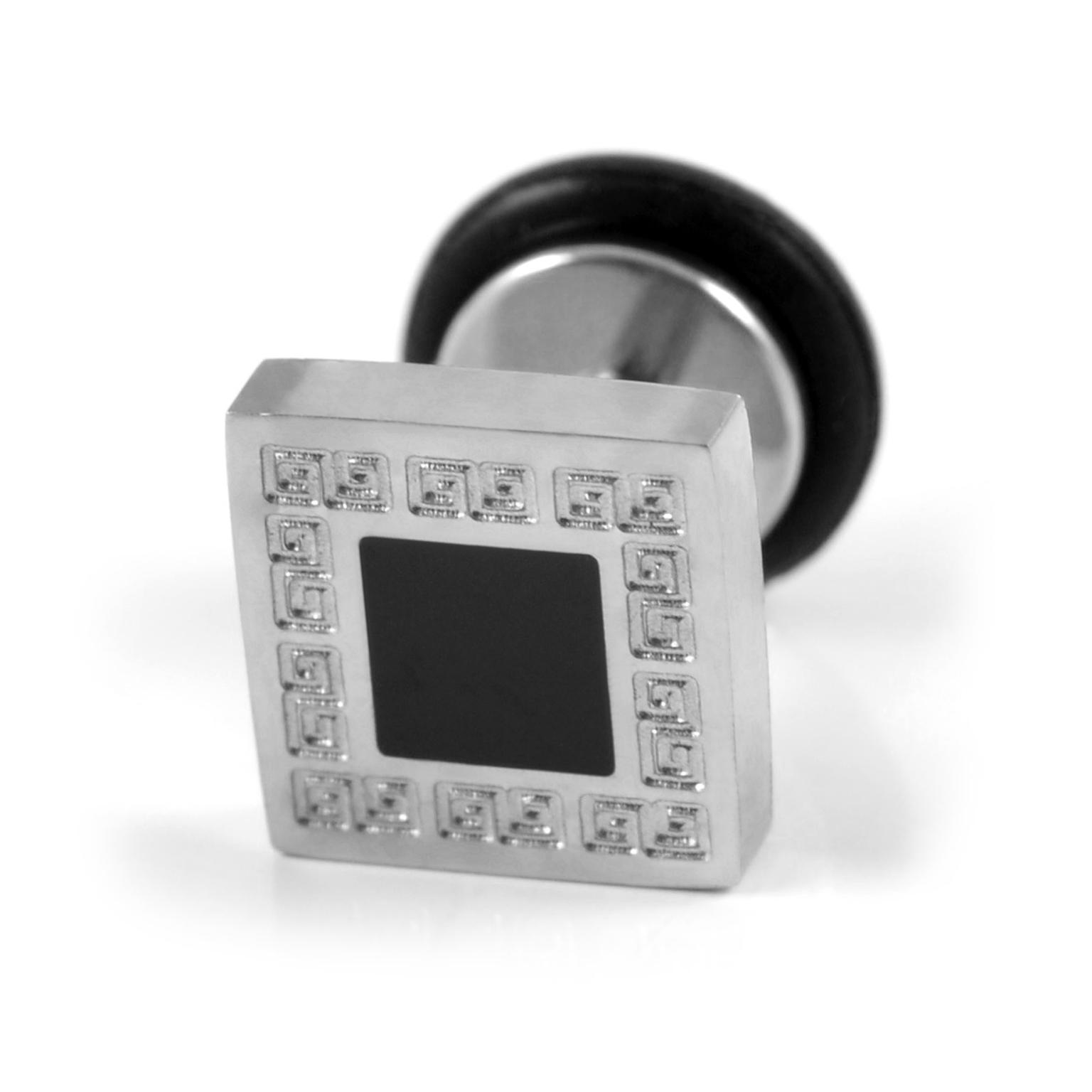 Sentio | Cercel negru cu șurub model aztec din oțel chirurgical Sentio | Cercel negru cu șurub model aztec din oțel chirurgical