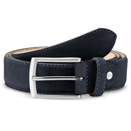 Classic Navy Blue Suede Leather Belt