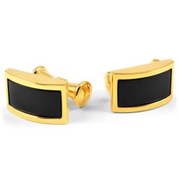 Gold-Tone & Black Detail Chain Cufflinks