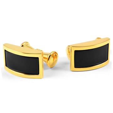 Gold-Tone & Black Detail Chain Cufflinks