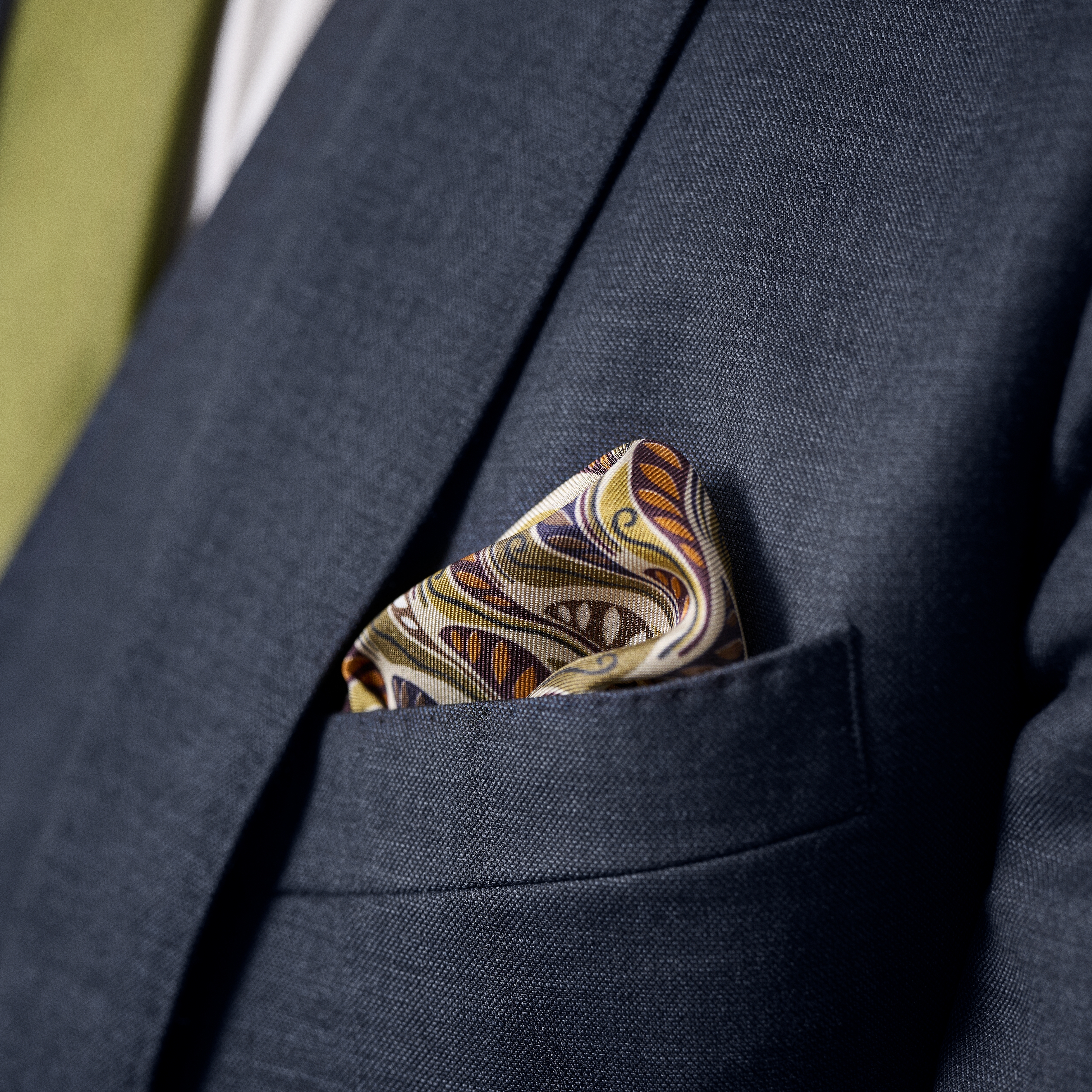 Virtuo | Brun Fjädermönstrad Bröstnäsduk i Siden - 3