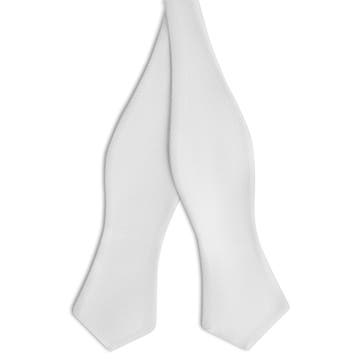 White Self-Tie Grosgrain Diamond Tip Bow Tie White Self-Tie Grosgrain Diamond Tip Bow Tie