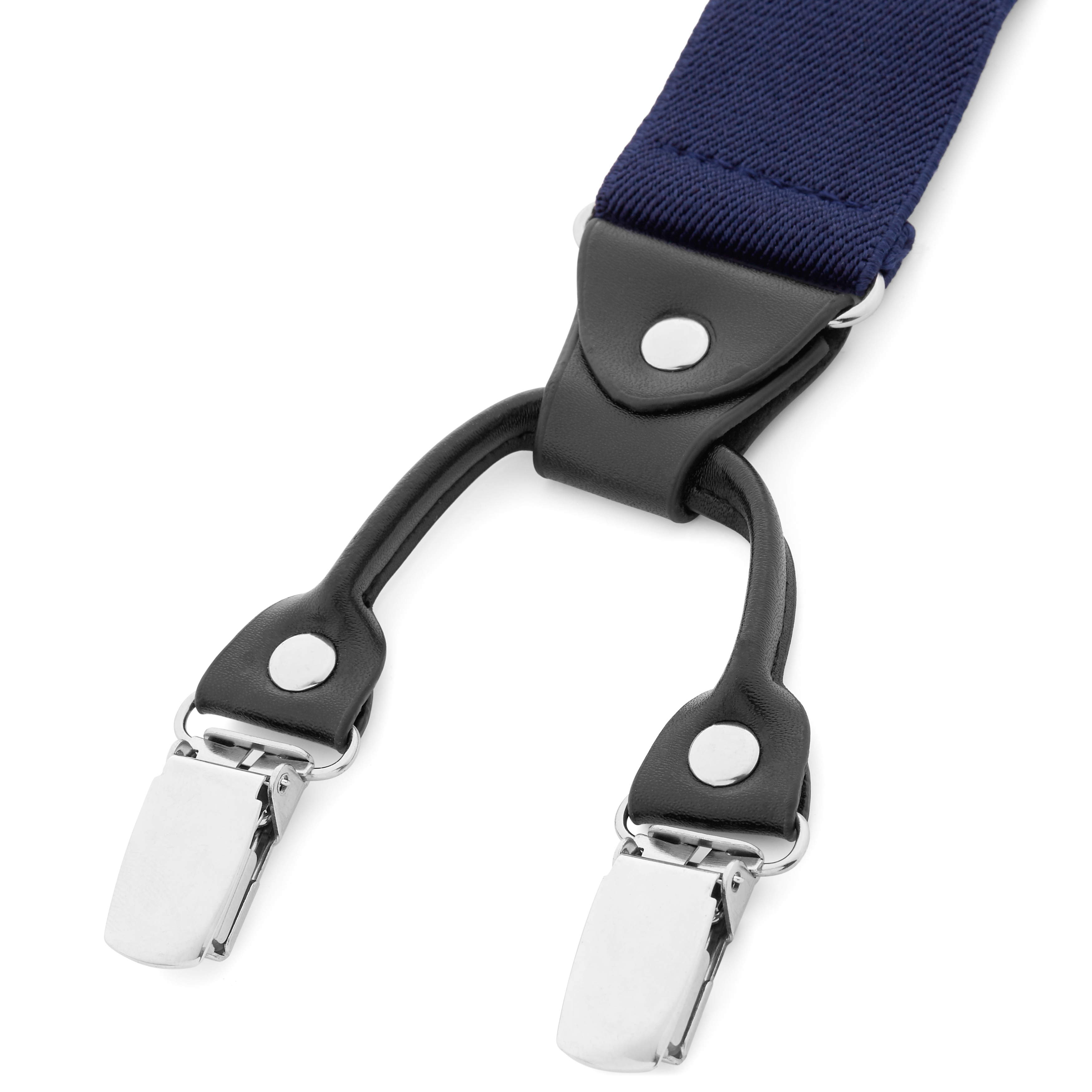XL Wide Deep Blue Clip-On Suspenders - 3