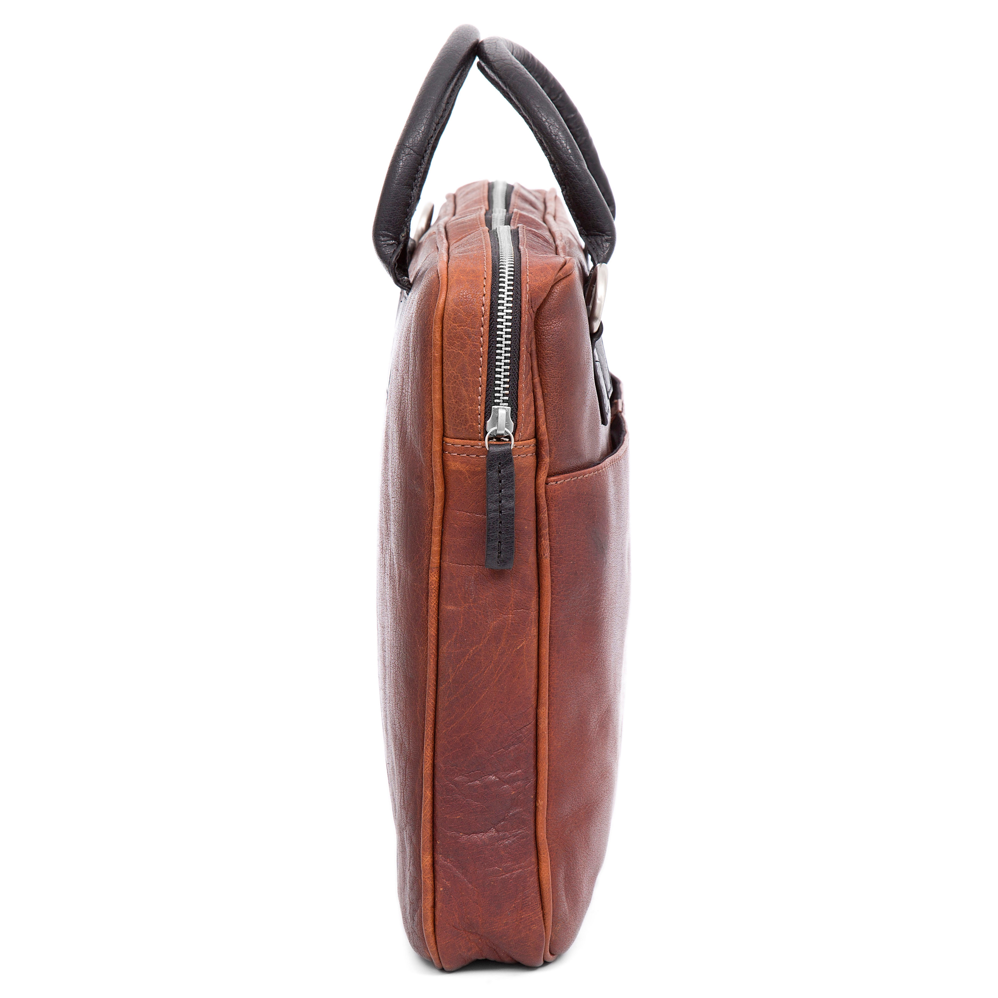 Montreal Slim 15" Executive Tan & Black Leather Bag - 5