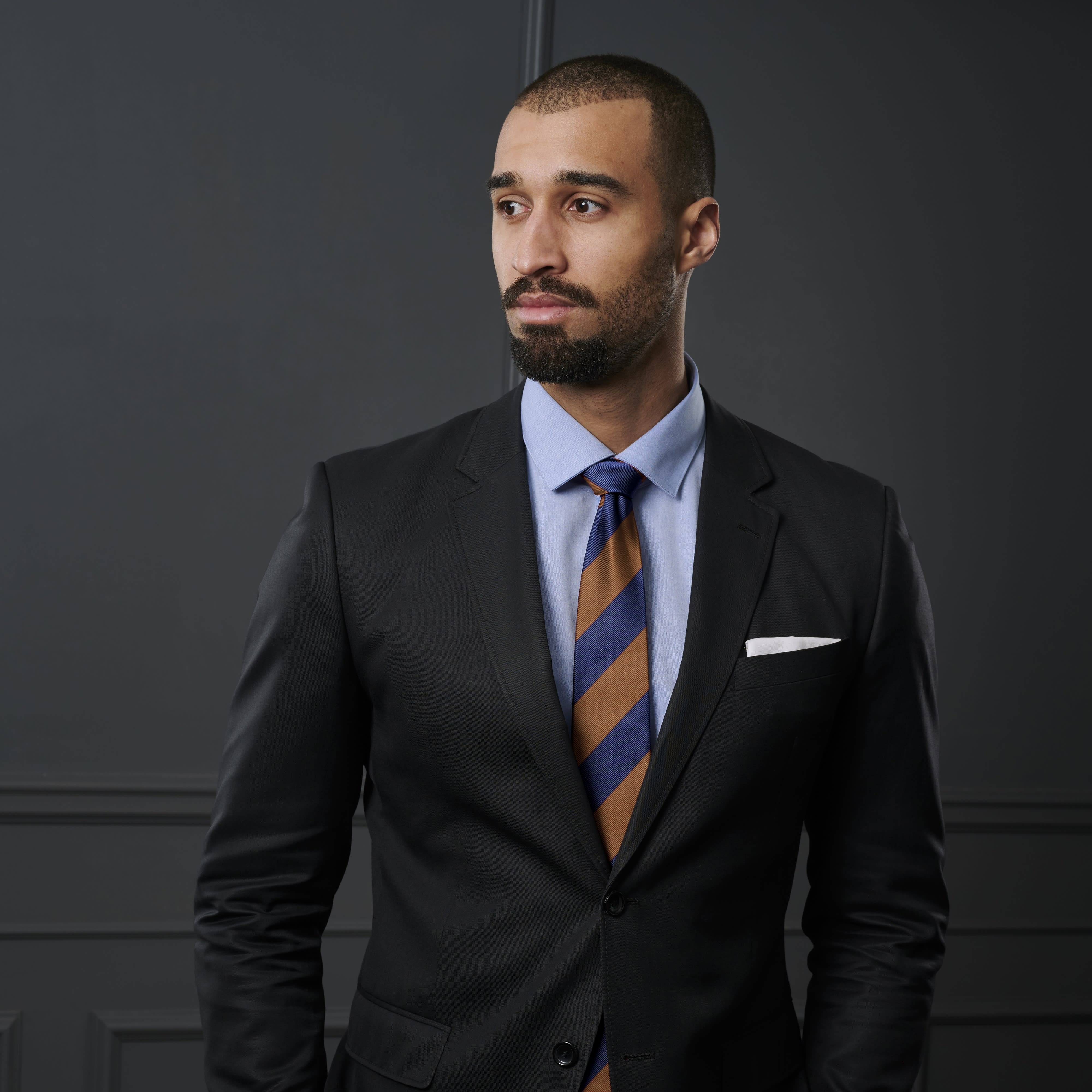 Γραβάτα Μεταξωτή Ριγέ Navy & Brown 8εκ - 4