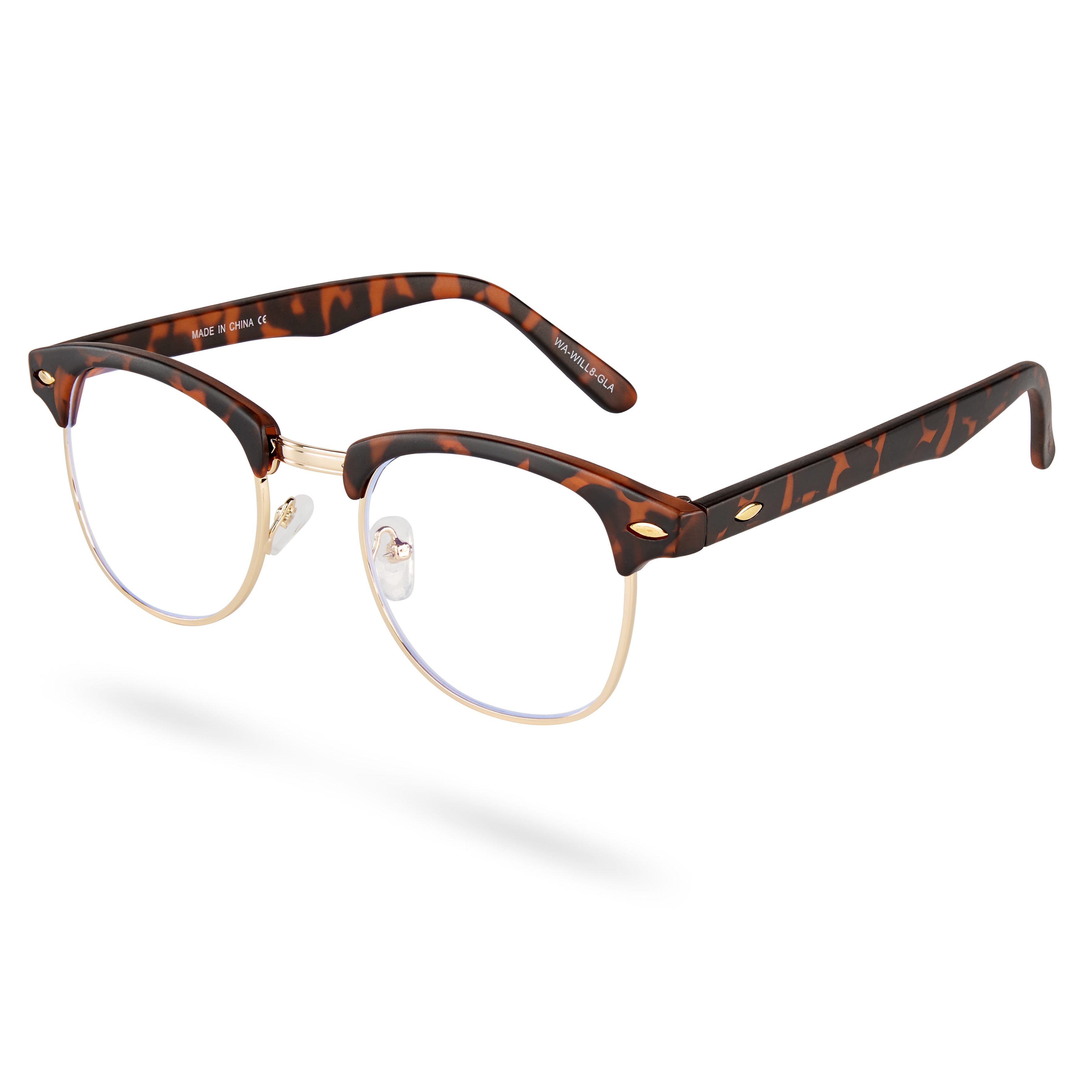 Will Vista Ögonbrynsglasögon med Guldfärg och Sköldpaddsmönster & Klara Glas - 2