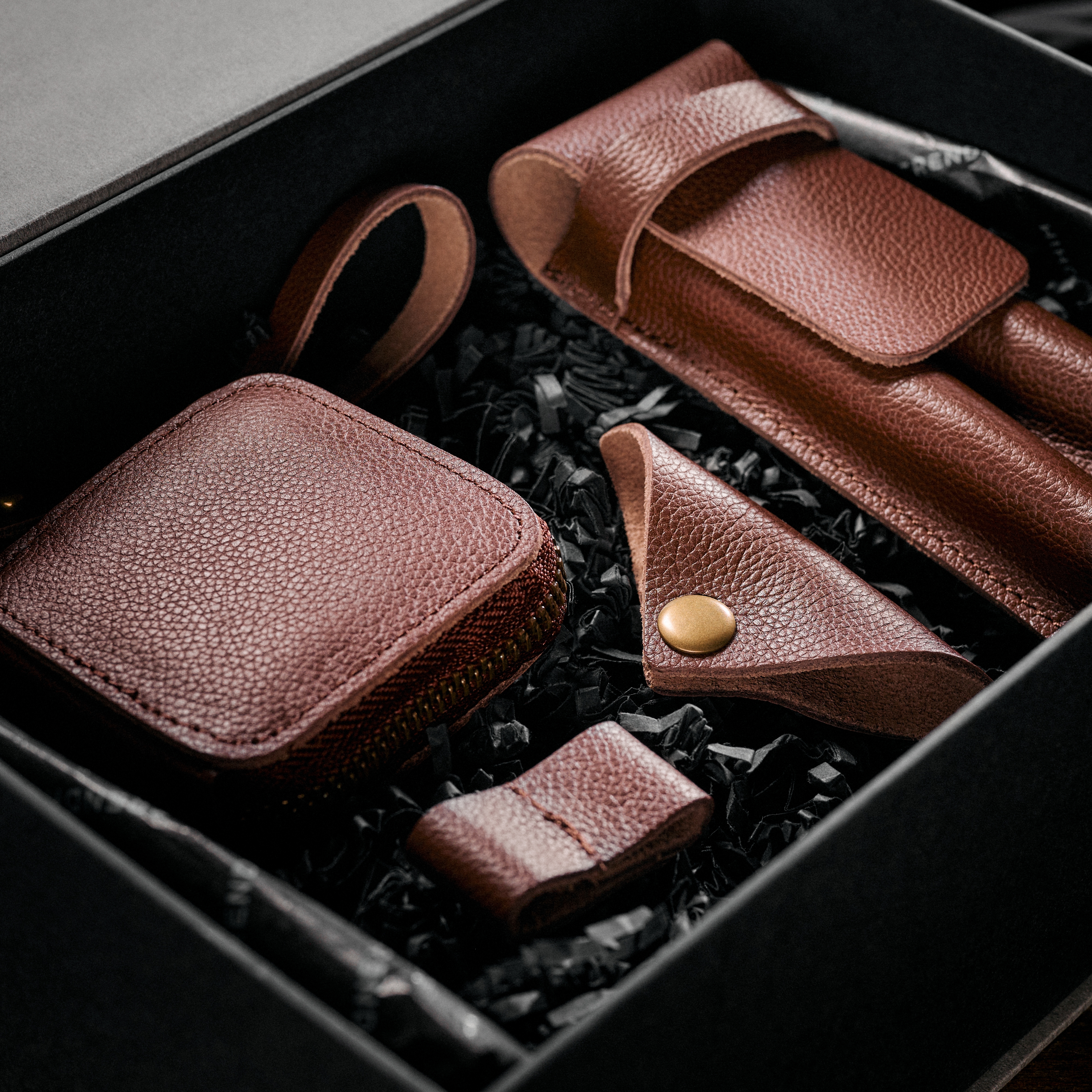 Coffret cadeau d'organisateur professionnel de luxe | Cuir marron - 6