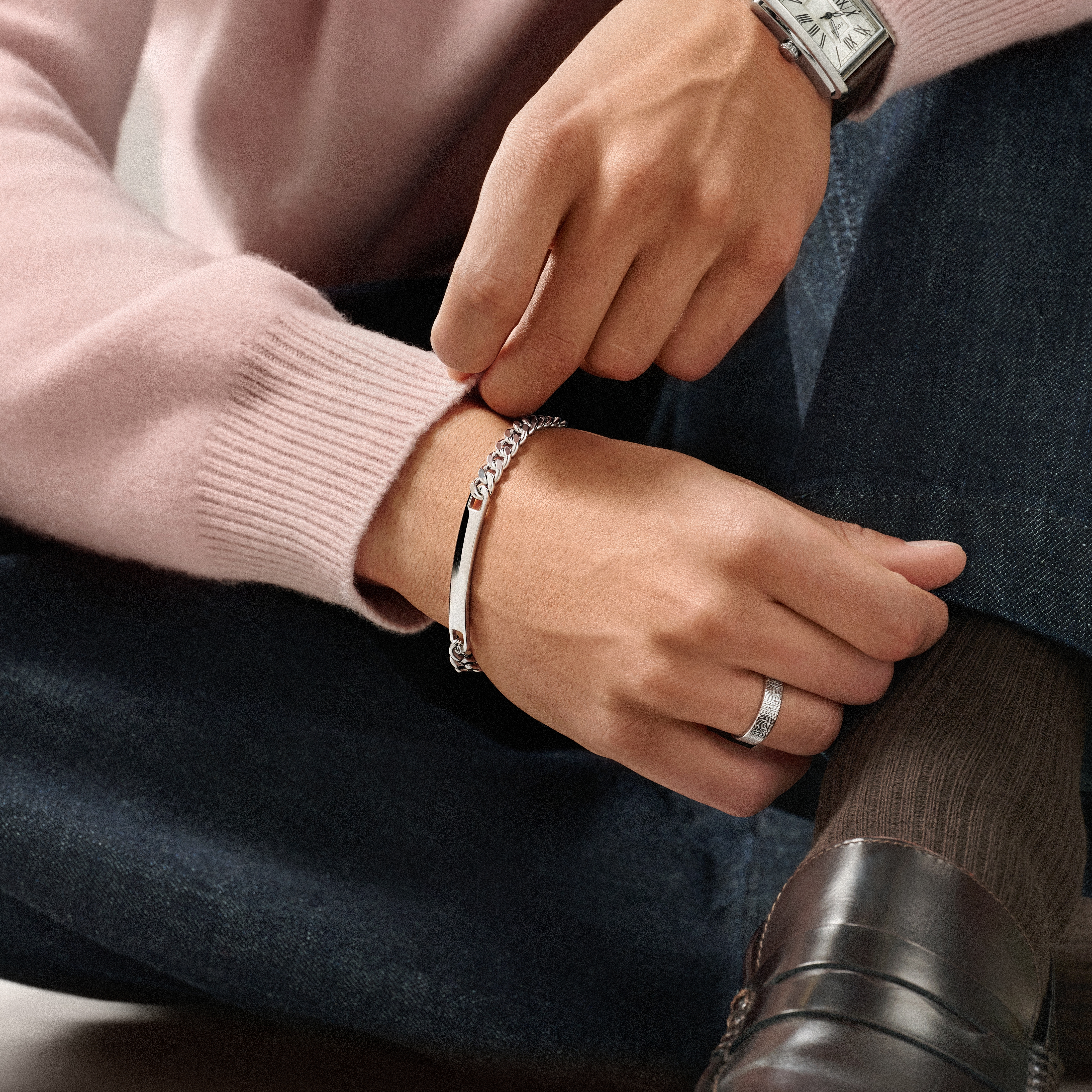 Gourmette argentée à graver - maillons en acier inoxydable de 7 mm - 4