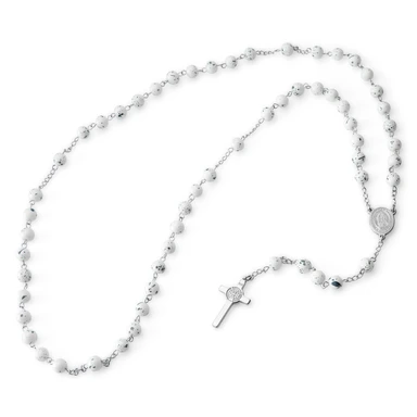Our Lady of Guadalupe Vitt Rosenkranshalsband / Radband Our Lady of Guadalupe Vitt Rosenkranshalsband / Radband