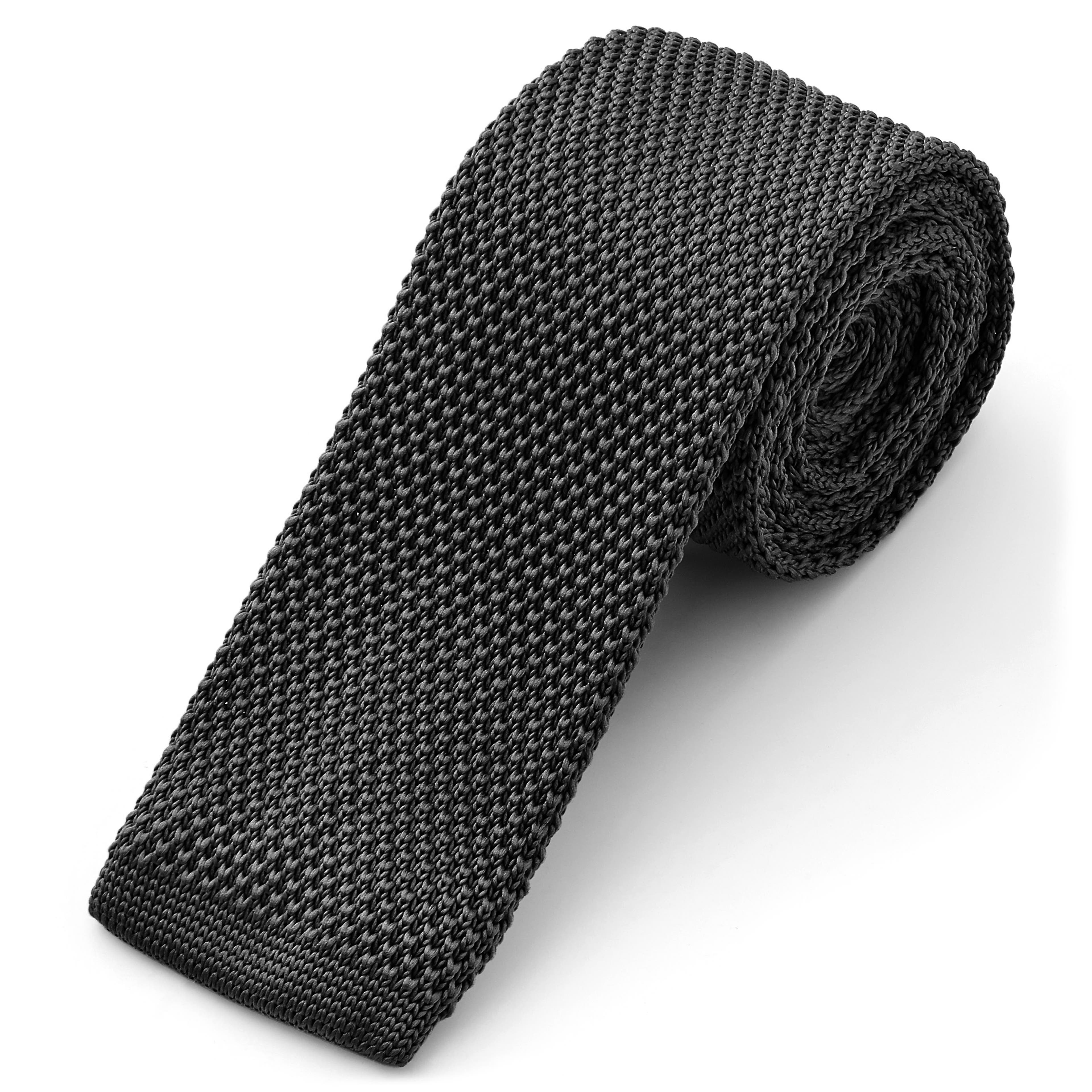 Szary krawat z dzianiny