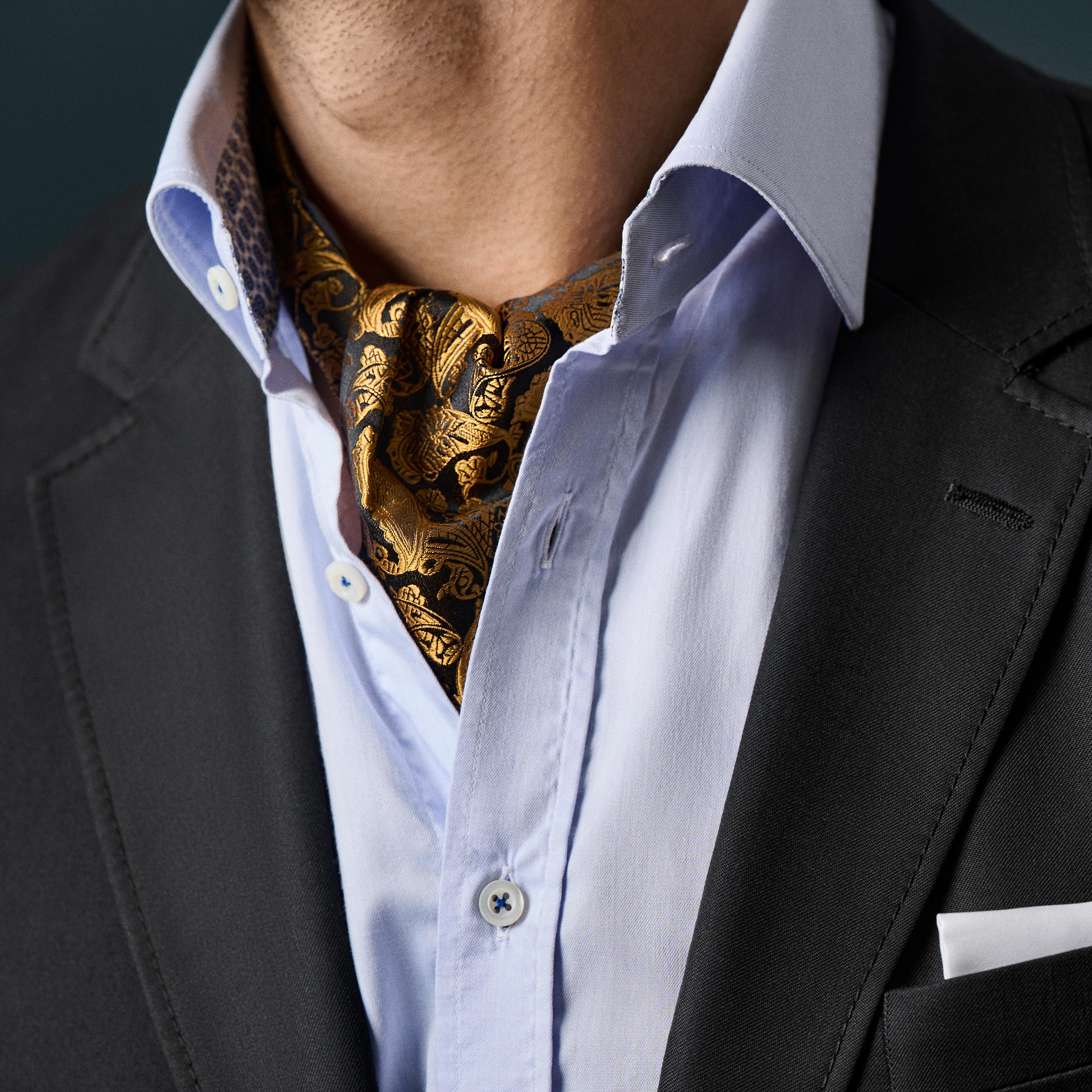 Ascot Pattern GOLD & BROWN PAISLEY Pattern Silk Ascot | In stock! | Bohemian Revolt