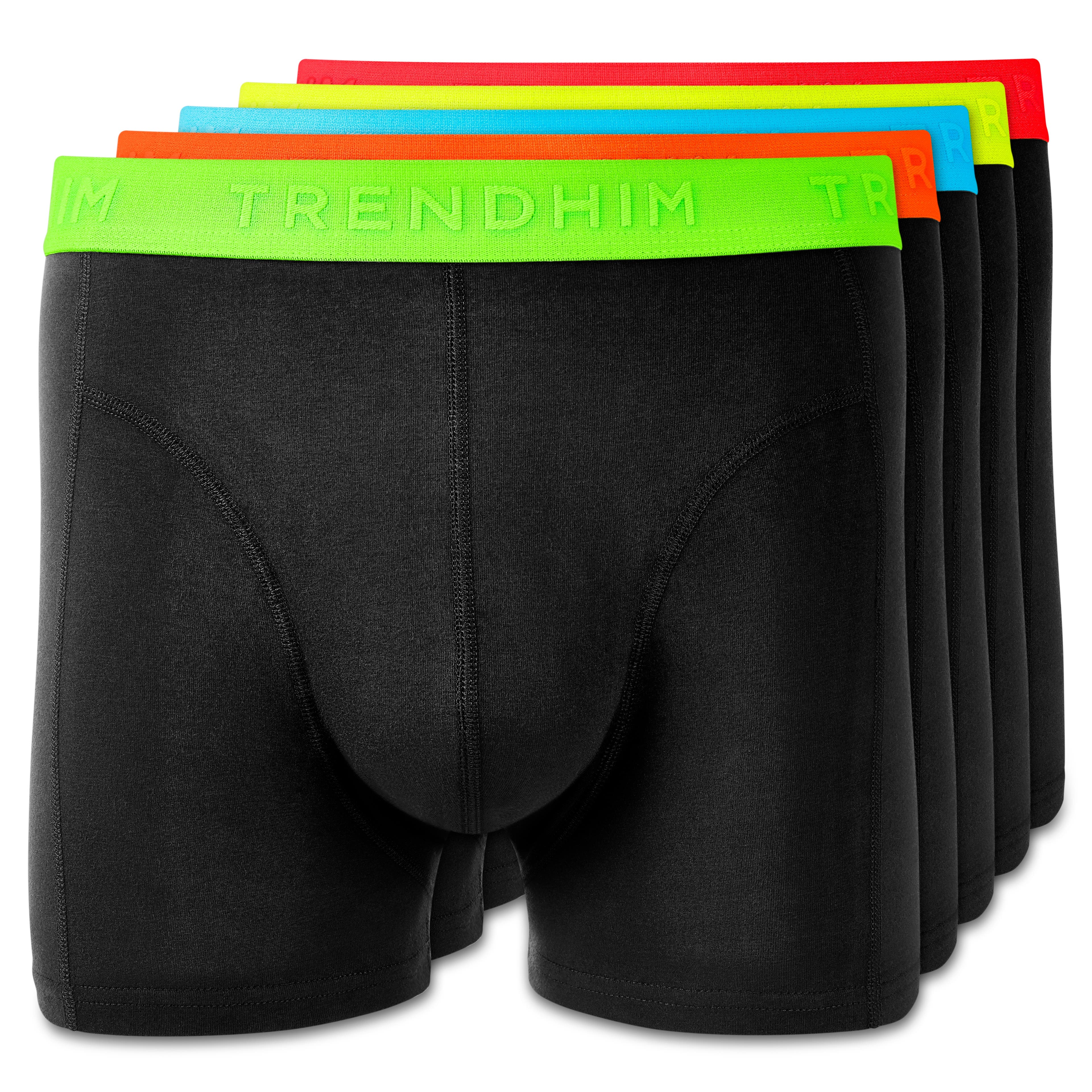 XL - FlexFeel | Pack de 5 boxers en coton noir | Bande colorée - 1