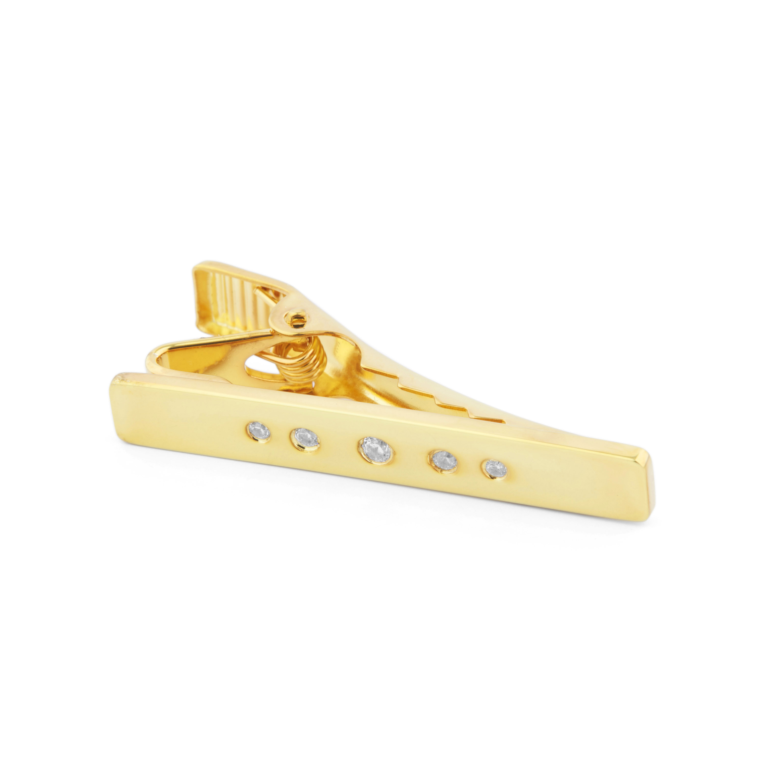 Gold 925s Short Zirconia Dotted Tie Clip - 2