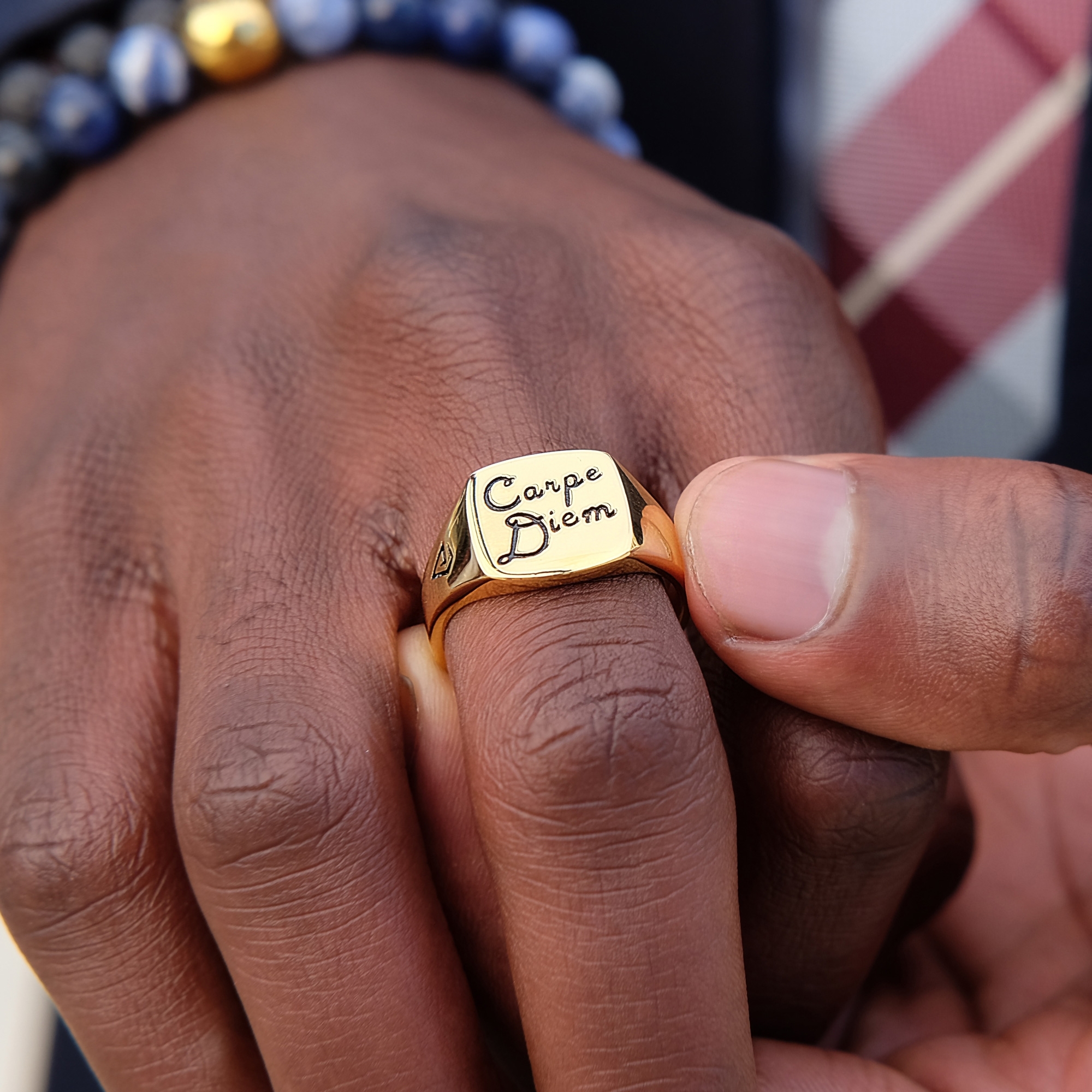 Carpe Diem 925s Gold Classic Ring - 4