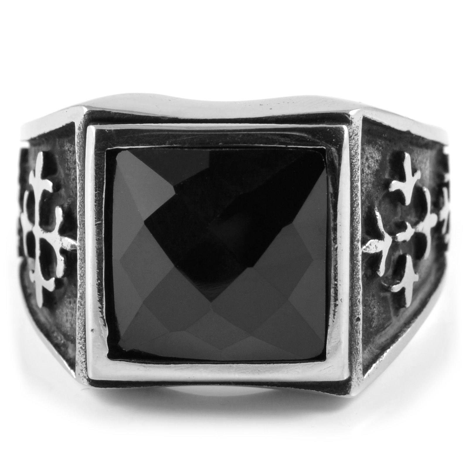 Sentio | Stainless Steel Black Zirconia Signet Ring - 2
