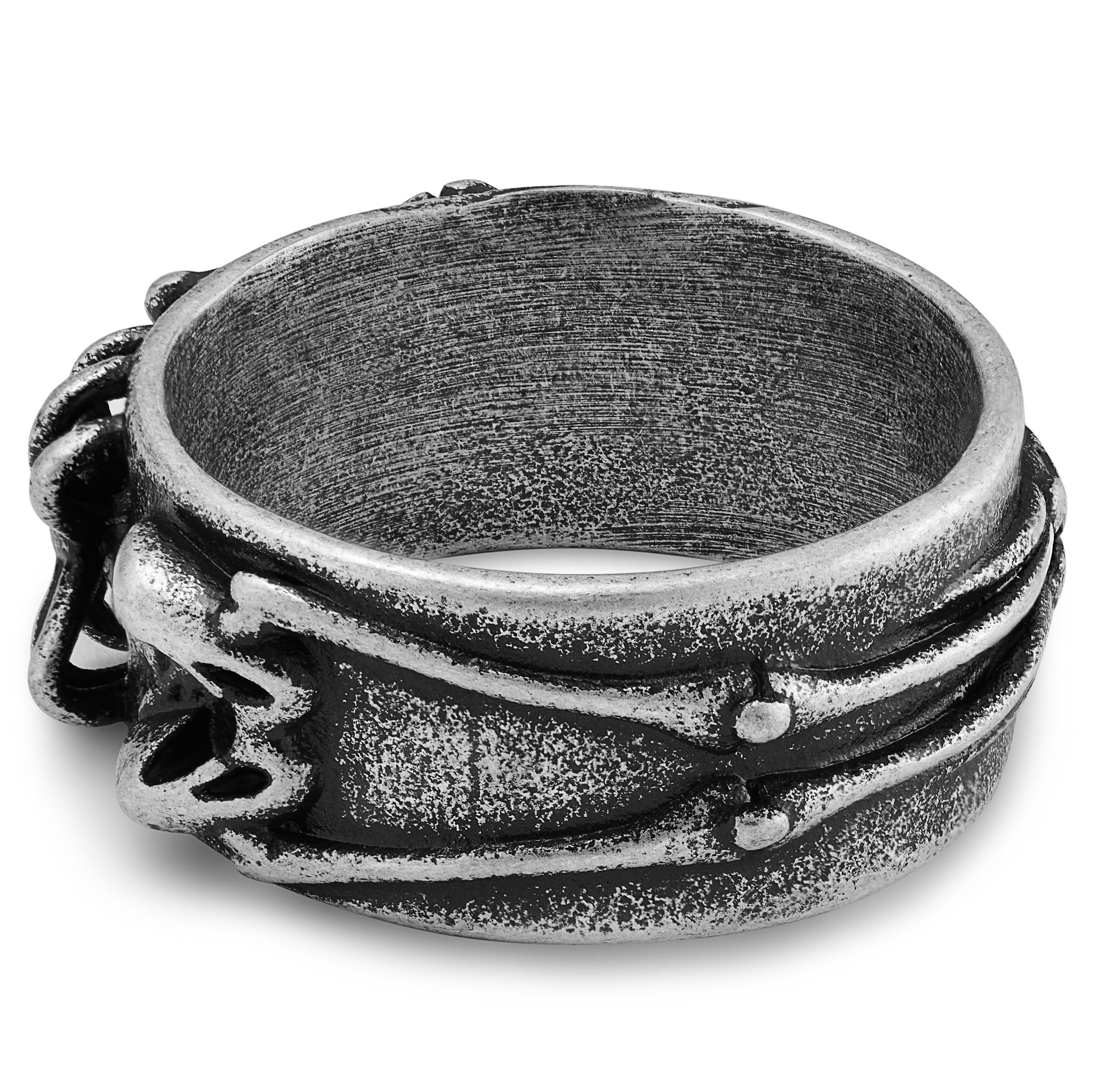 Aspero | 10 mm Silver-tone Stainless Steel Skeleton Ring - 4