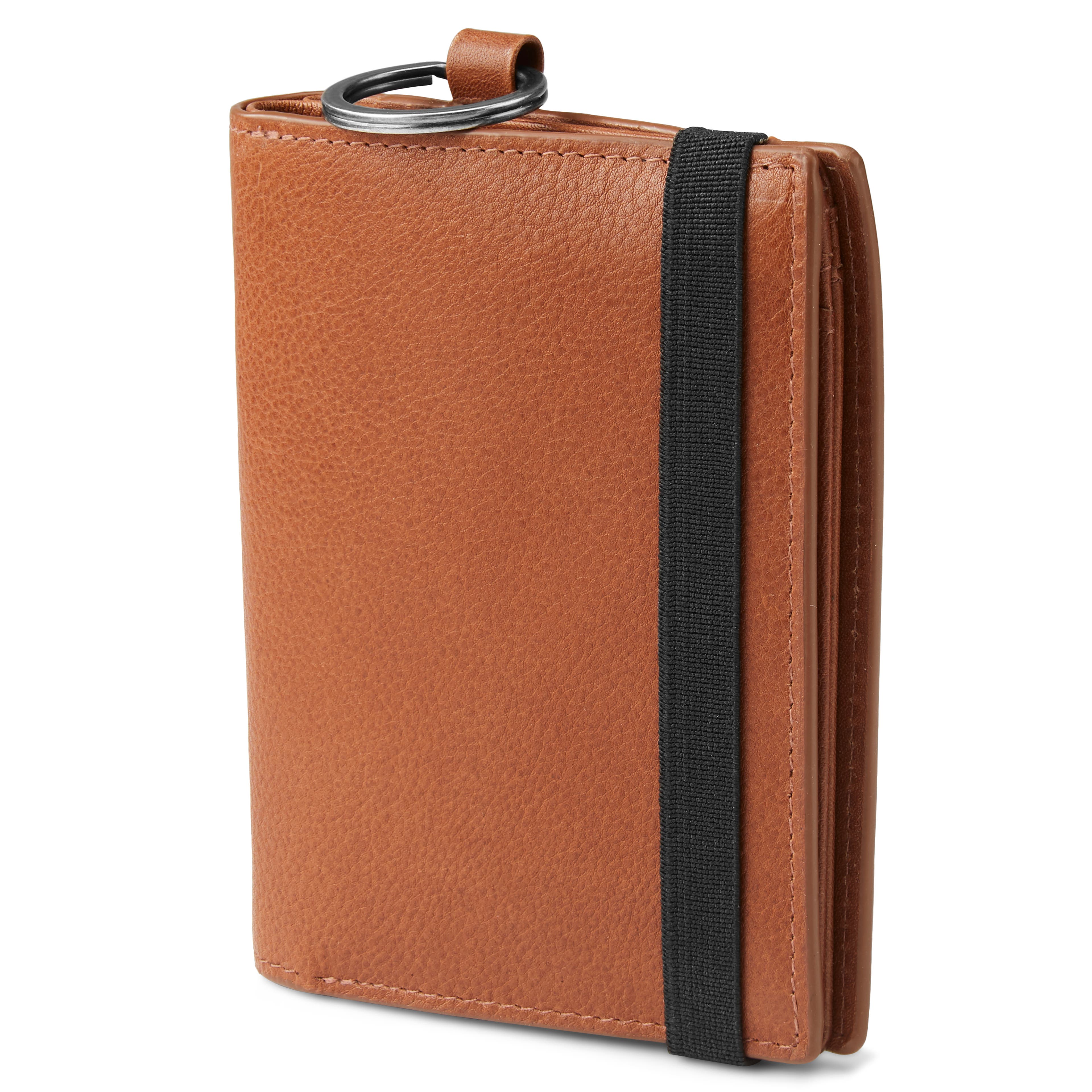 Portefeuille en cuir brun anti-RFID avec porte-clés Lonnie