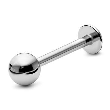 10 mm Silver-Tone Ball-Tipped Surgical Steel Labret Stud