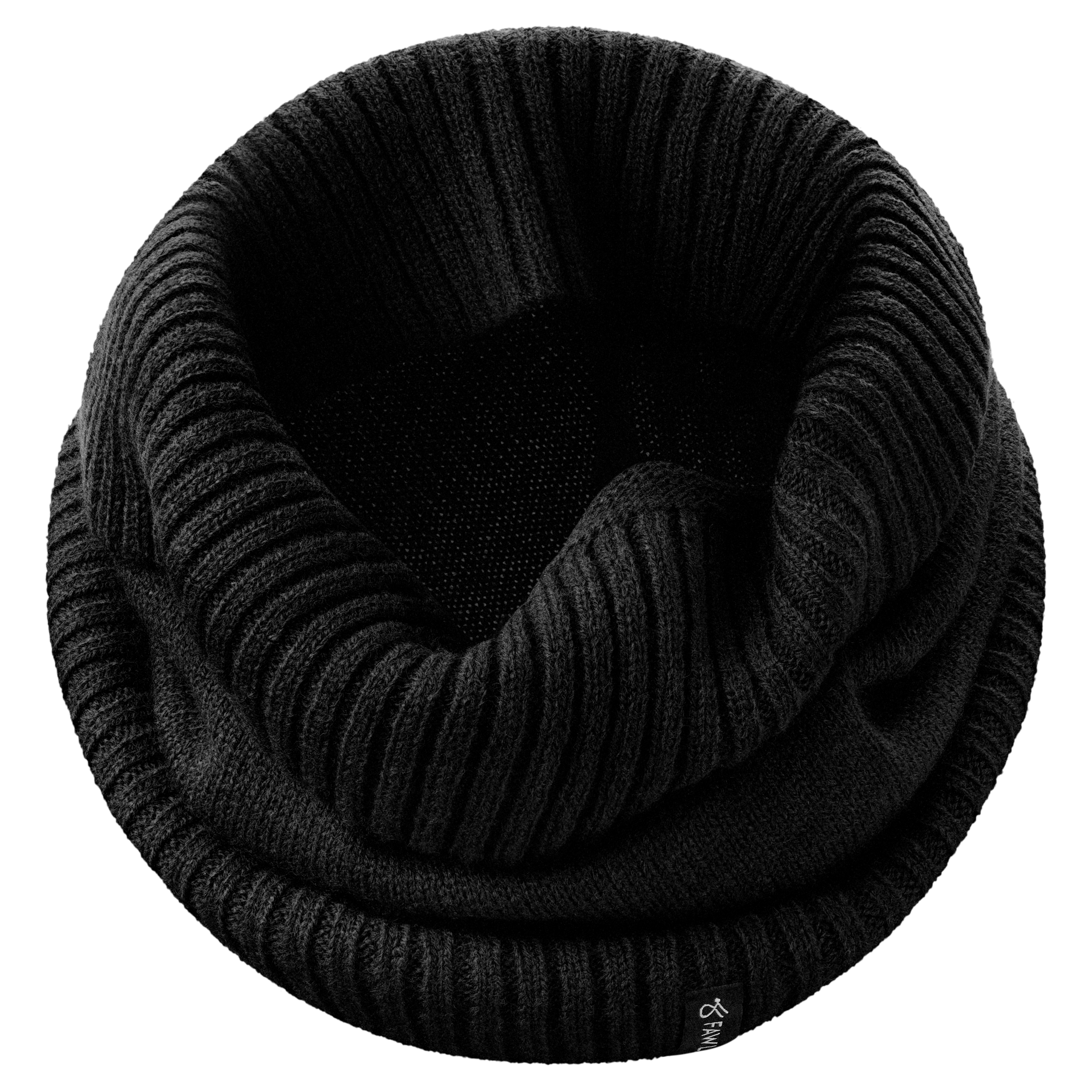 Kaleb | Fular Kane tubular din lână merinos neagră - 4